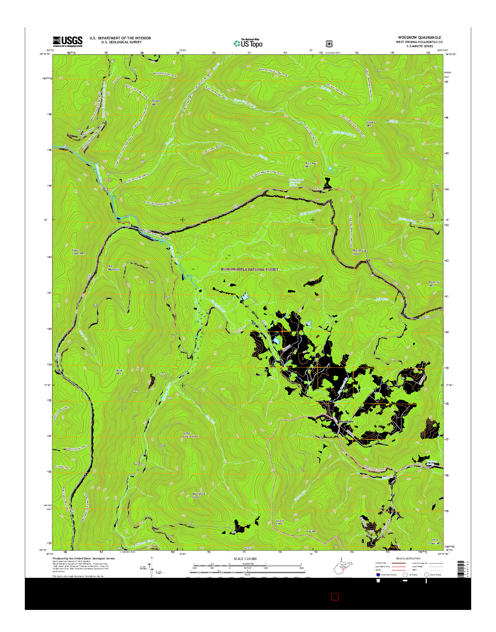 USGS US TOPO 7.5-MINUTE MAP FOR WOODROW, WV 2016