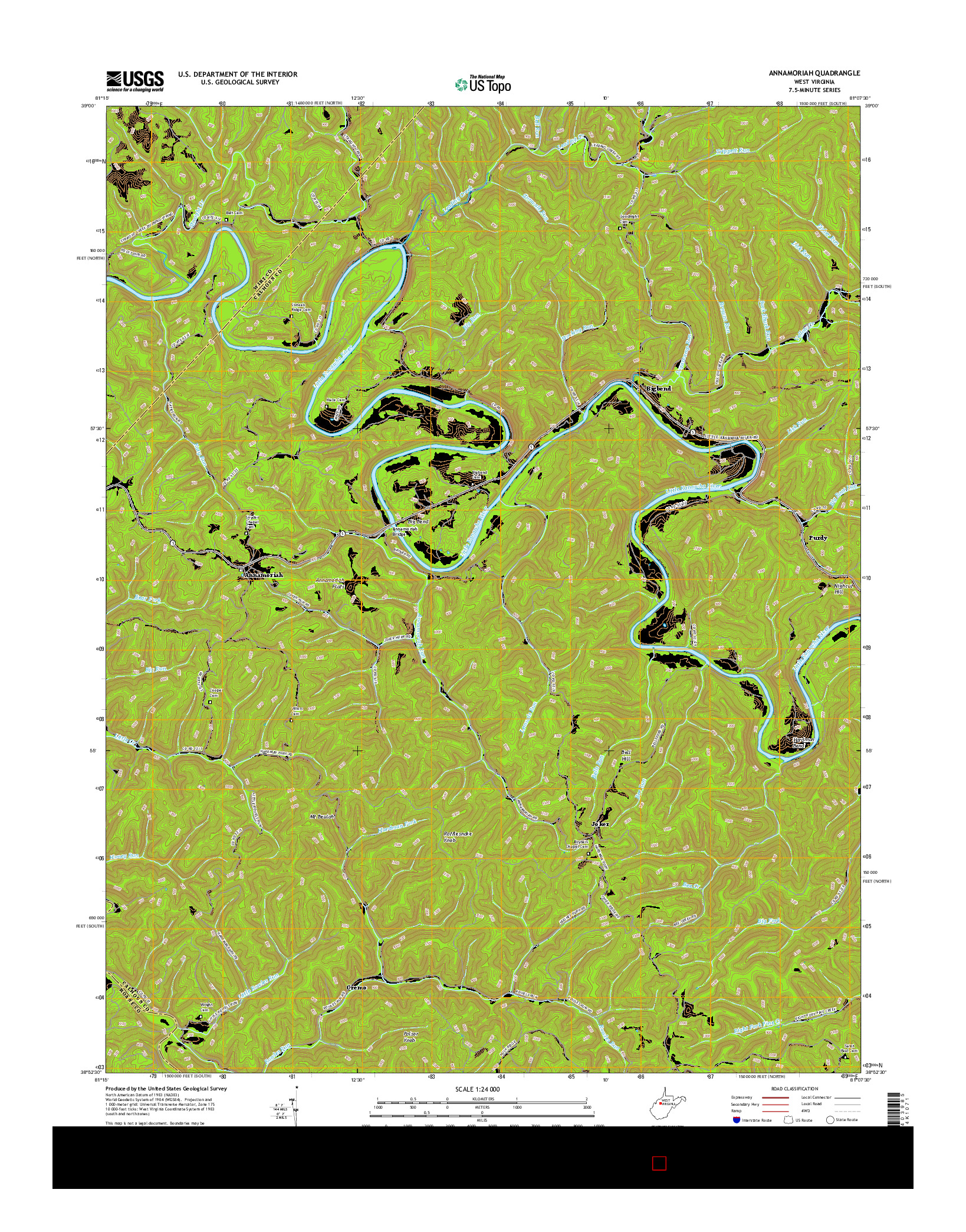 USGS US TOPO 7.5-MINUTE MAP FOR ANNAMORIAH, WV 2016