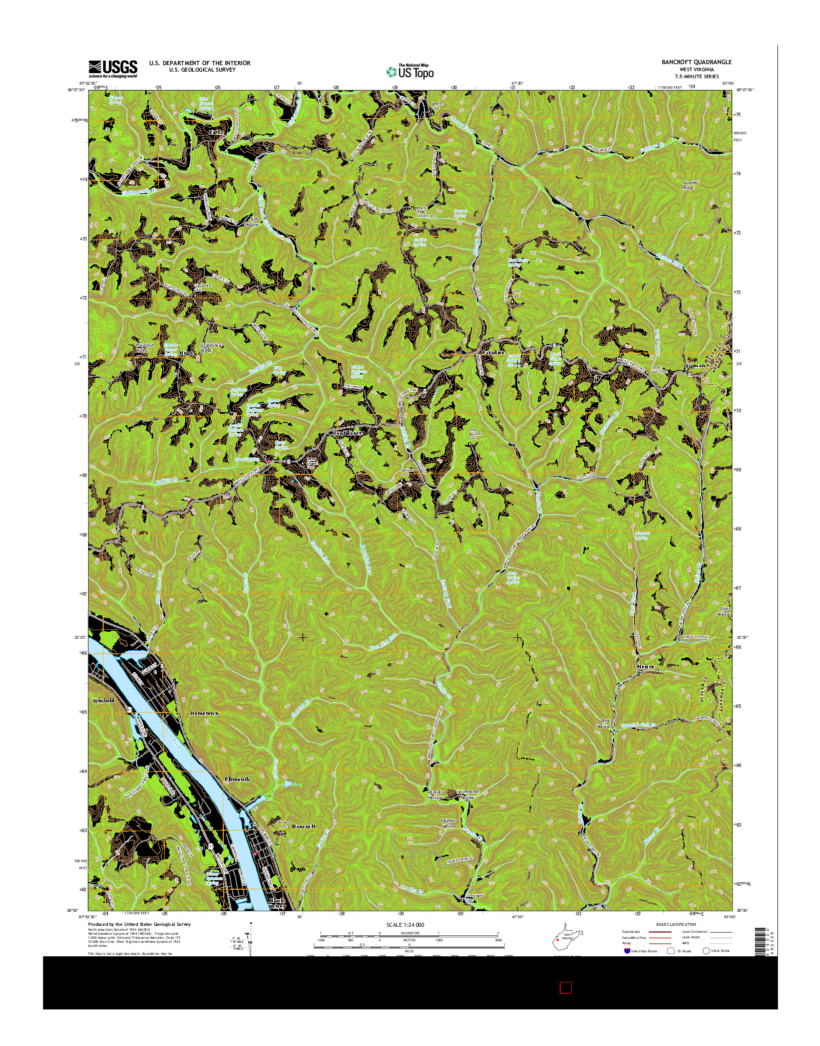 USGS US TOPO 7.5-MINUTE MAP FOR BANCROFT, WV 2016