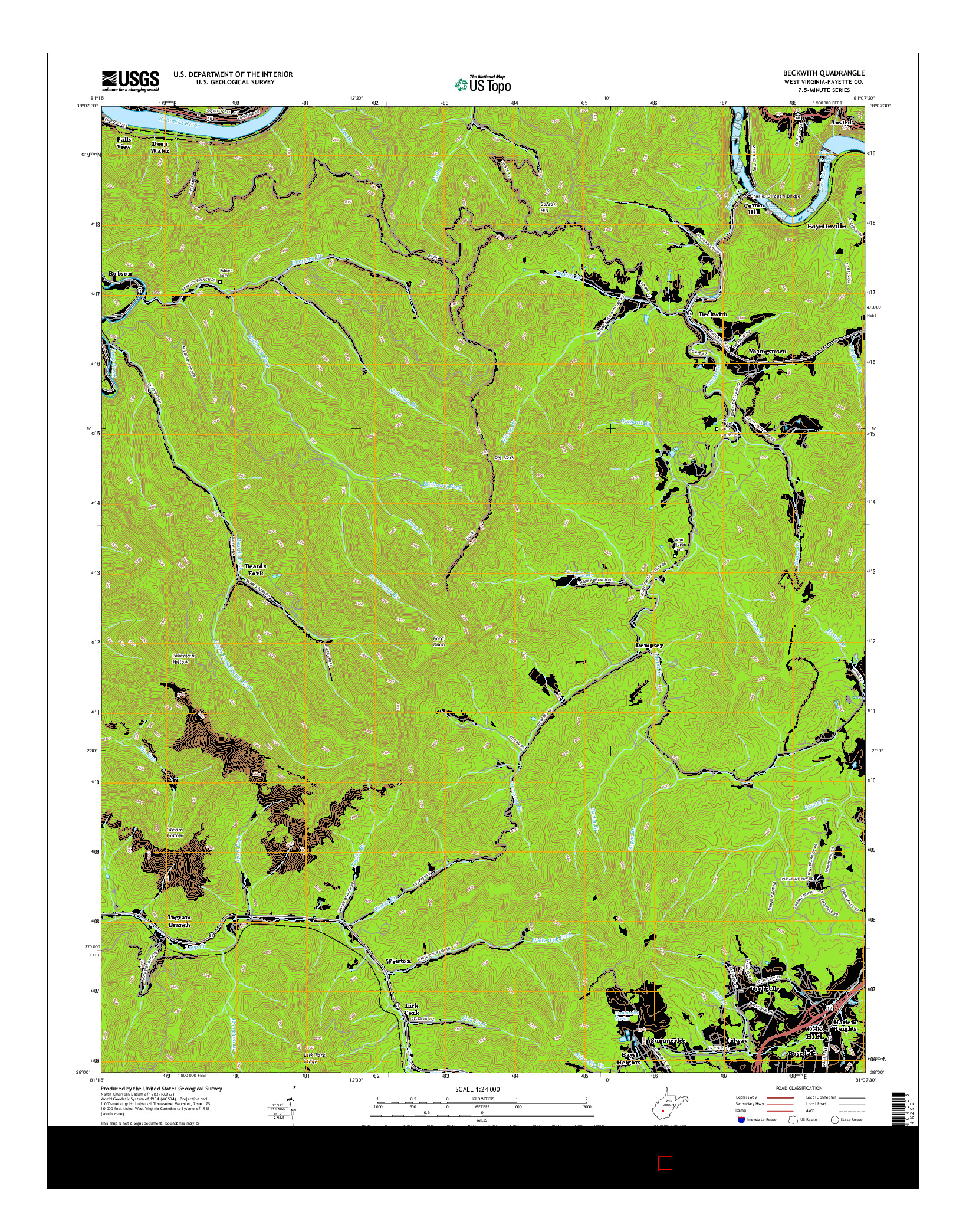 USGS US TOPO 7.5-MINUTE MAP FOR BECKWITH, WV 2016