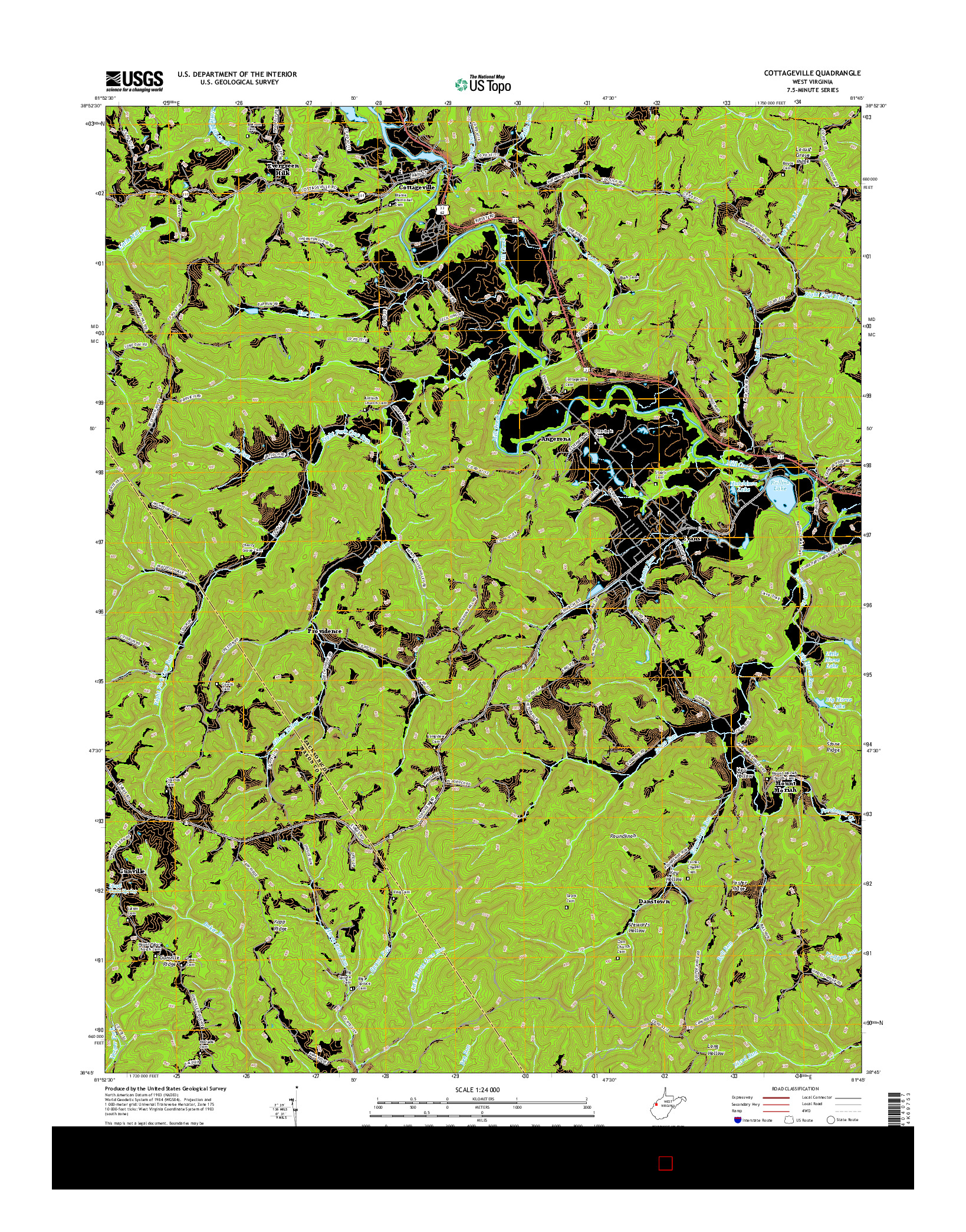 USGS US TOPO 7.5-MINUTE MAP FOR COTTAGEVILLE, WV 2016