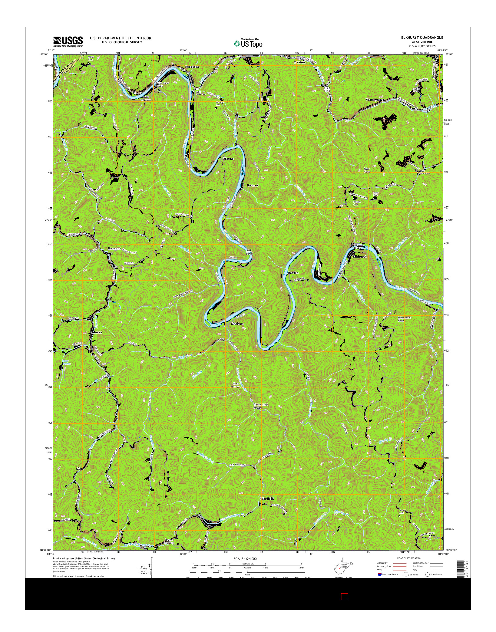 USGS US TOPO 7.5-MINUTE MAP FOR ELKHURST, WV 2016