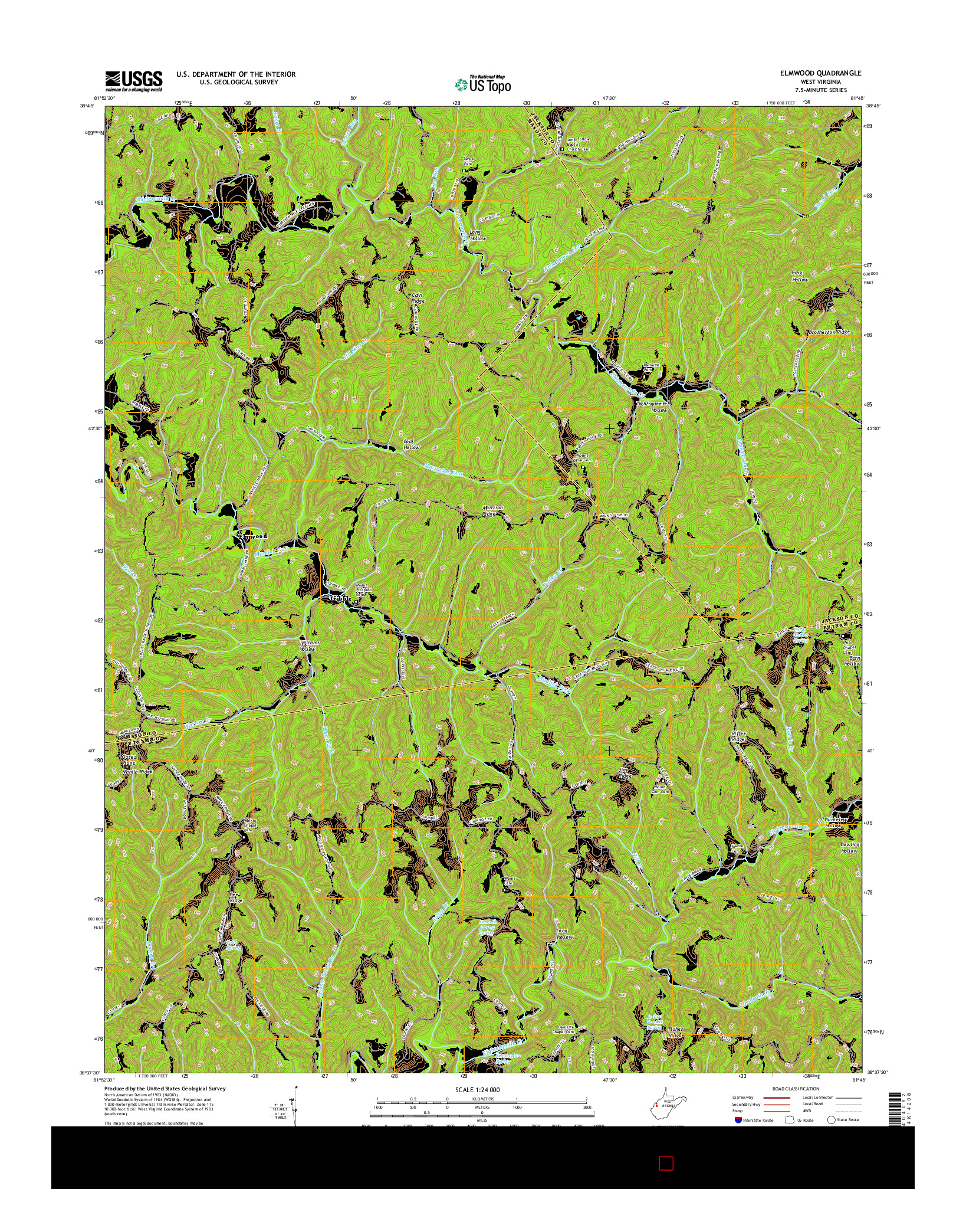 USGS US TOPO 7.5-MINUTE MAP FOR ELMWOOD, WV 2016