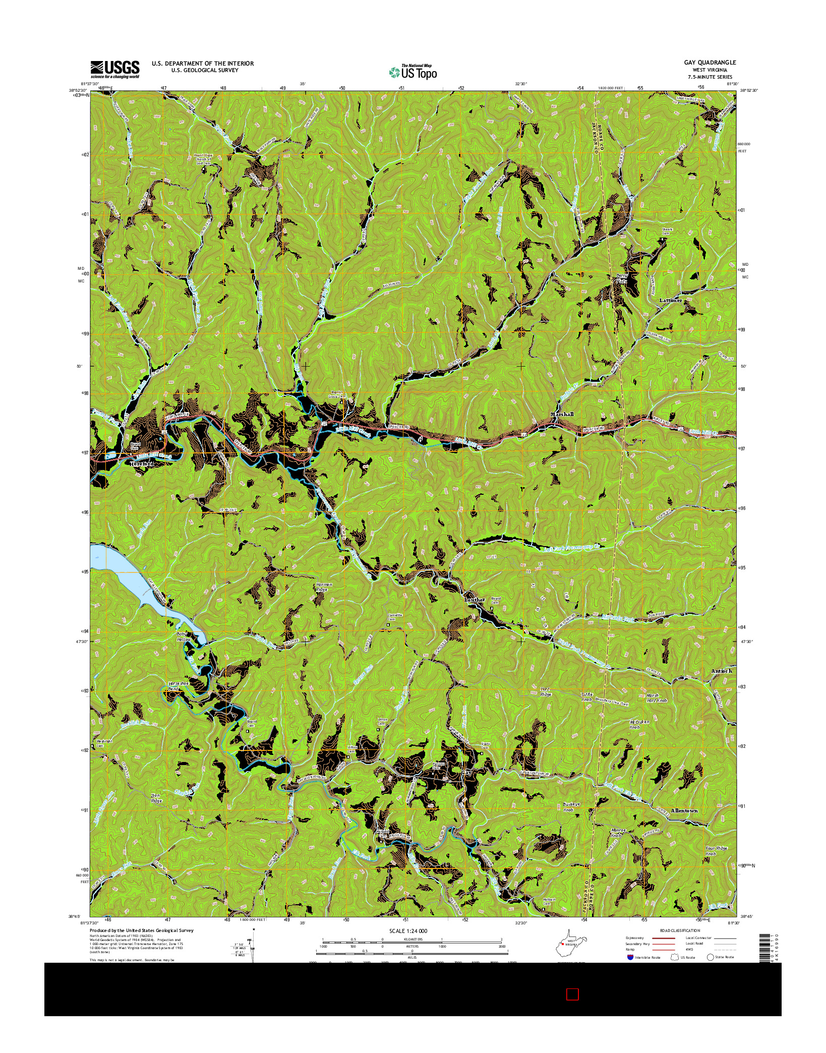 USGS US TOPO 7.5-MINUTE MAP FOR GAY, WV 2016