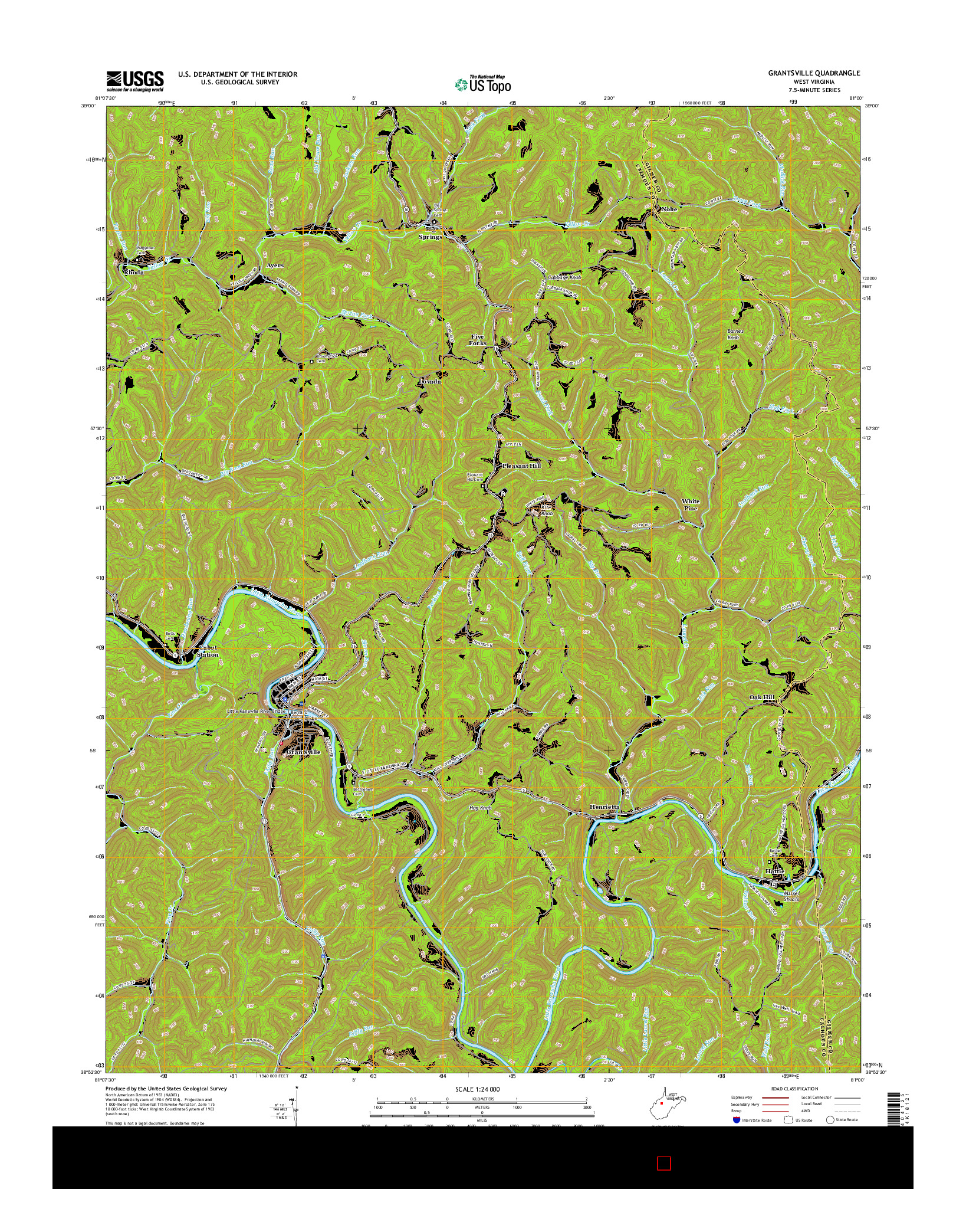 USGS US TOPO 7.5-MINUTE MAP FOR GRANTSVILLE, WV 2016