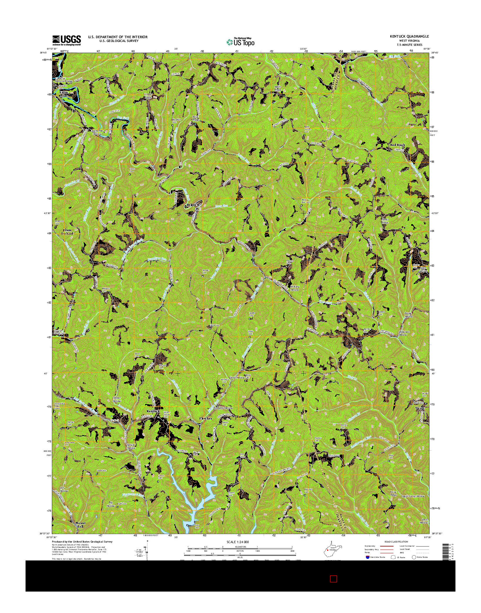 USGS US TOPO 7.5-MINUTE MAP FOR KENTUCK, WV 2016