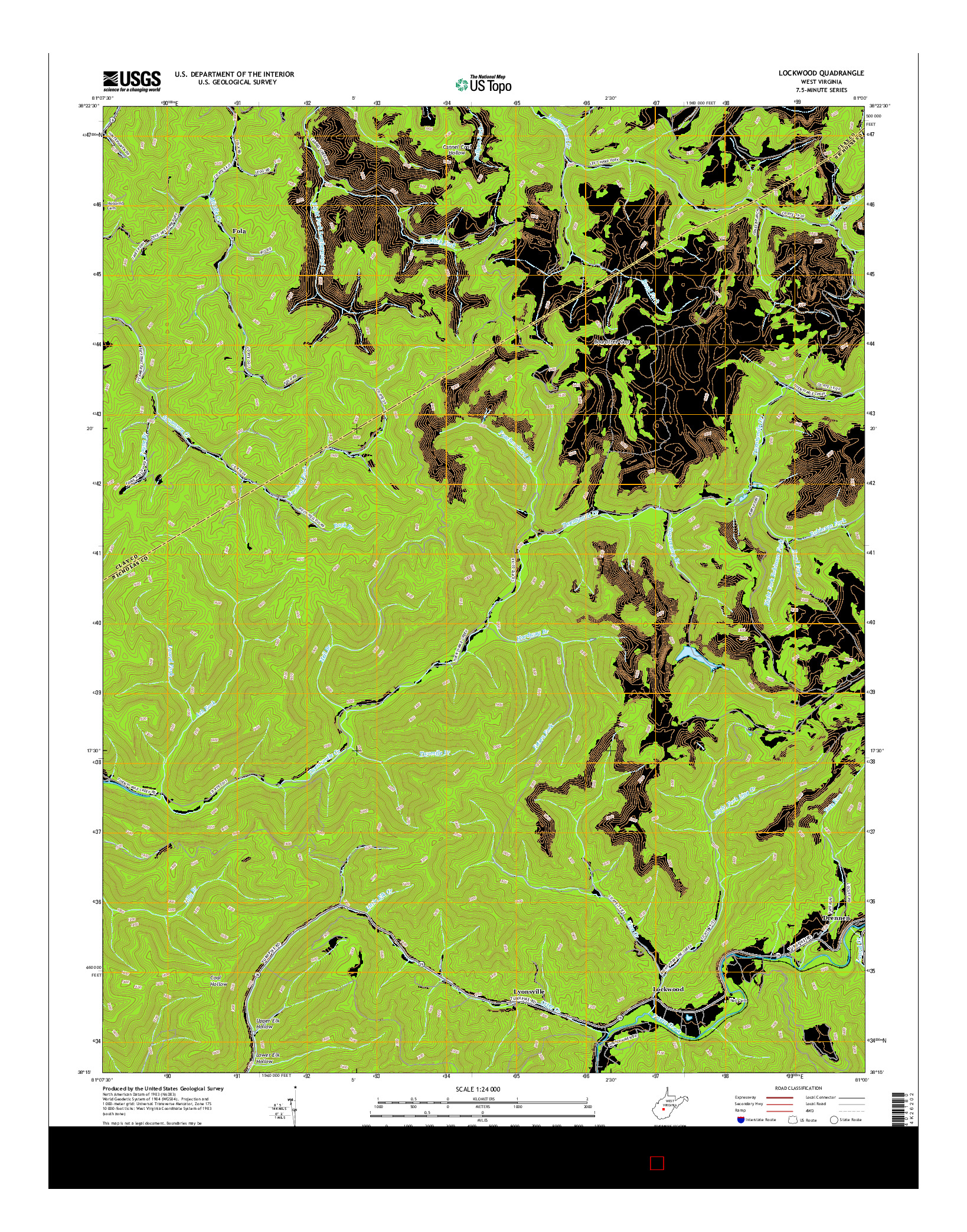 USGS US TOPO 7.5-MINUTE MAP FOR LOCKWOOD, WV 2016