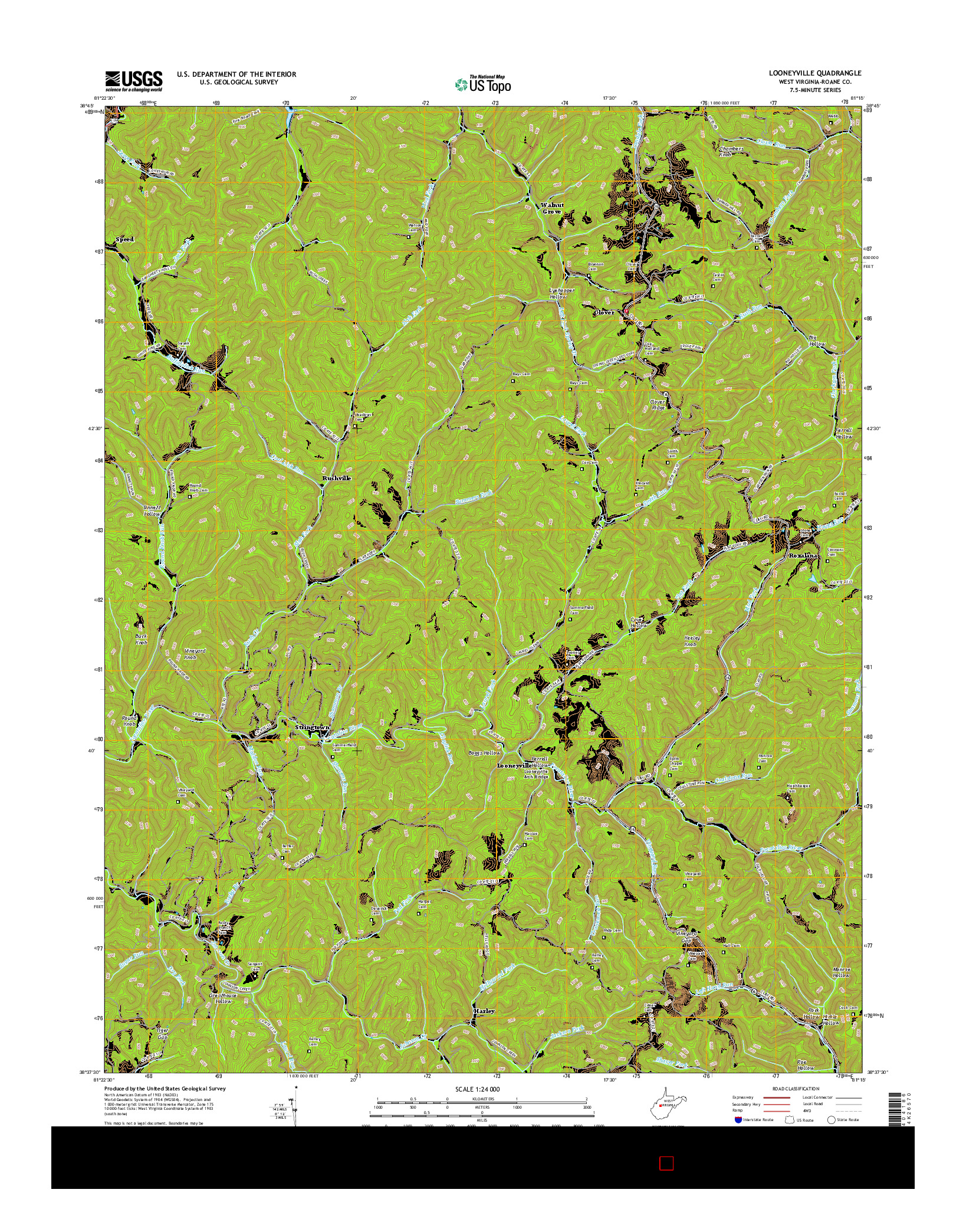 USGS US TOPO 7.5-MINUTE MAP FOR LOONEYVILLE, WV 2016