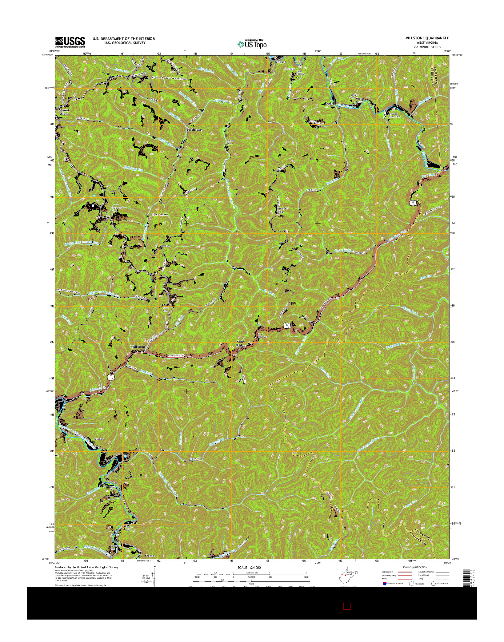 USGS US TOPO 7.5-MINUTE MAP FOR MILLSTONE, WV 2016