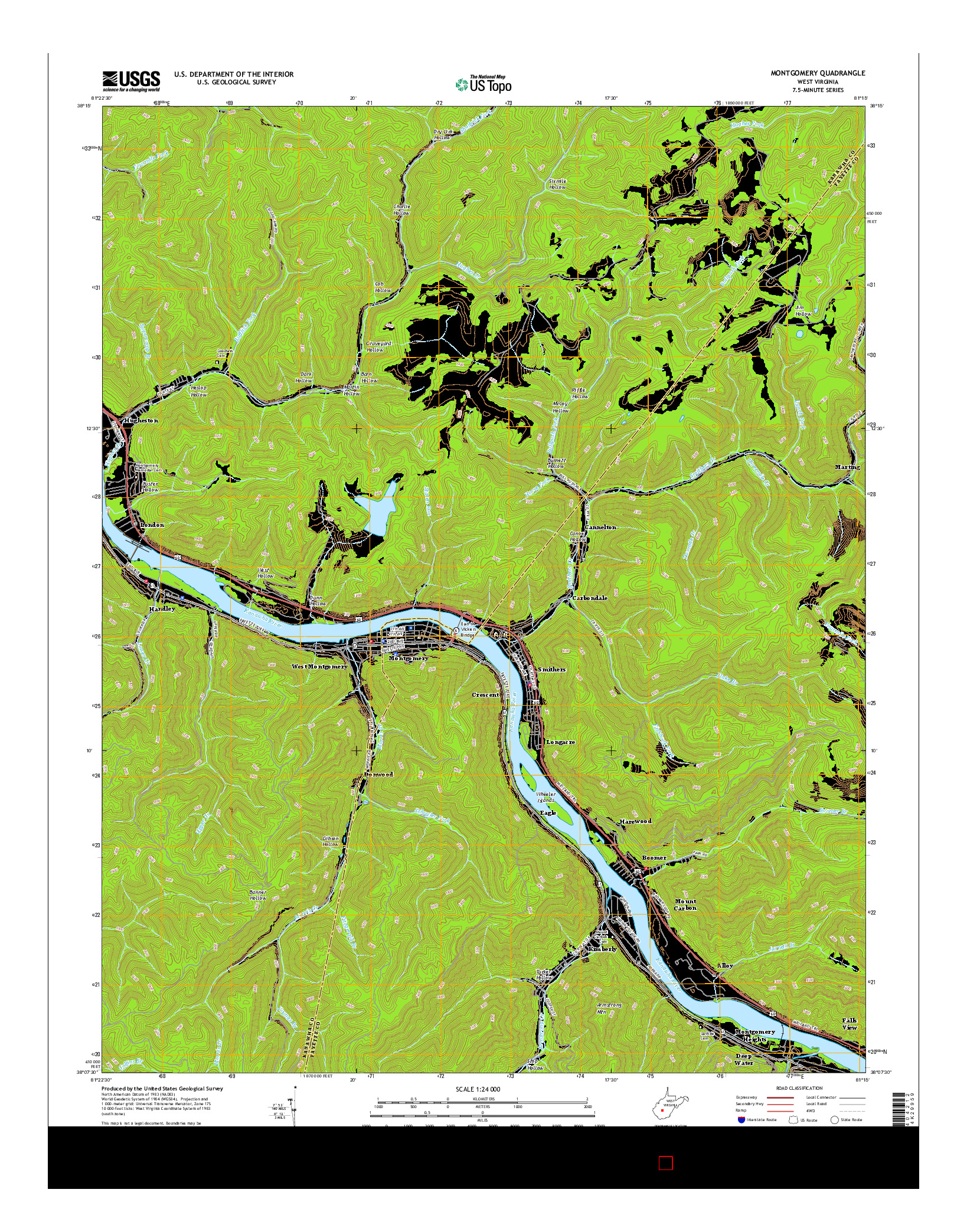 USGS US TOPO 7.5-MINUTE MAP FOR MONTGOMERY, WV 2016