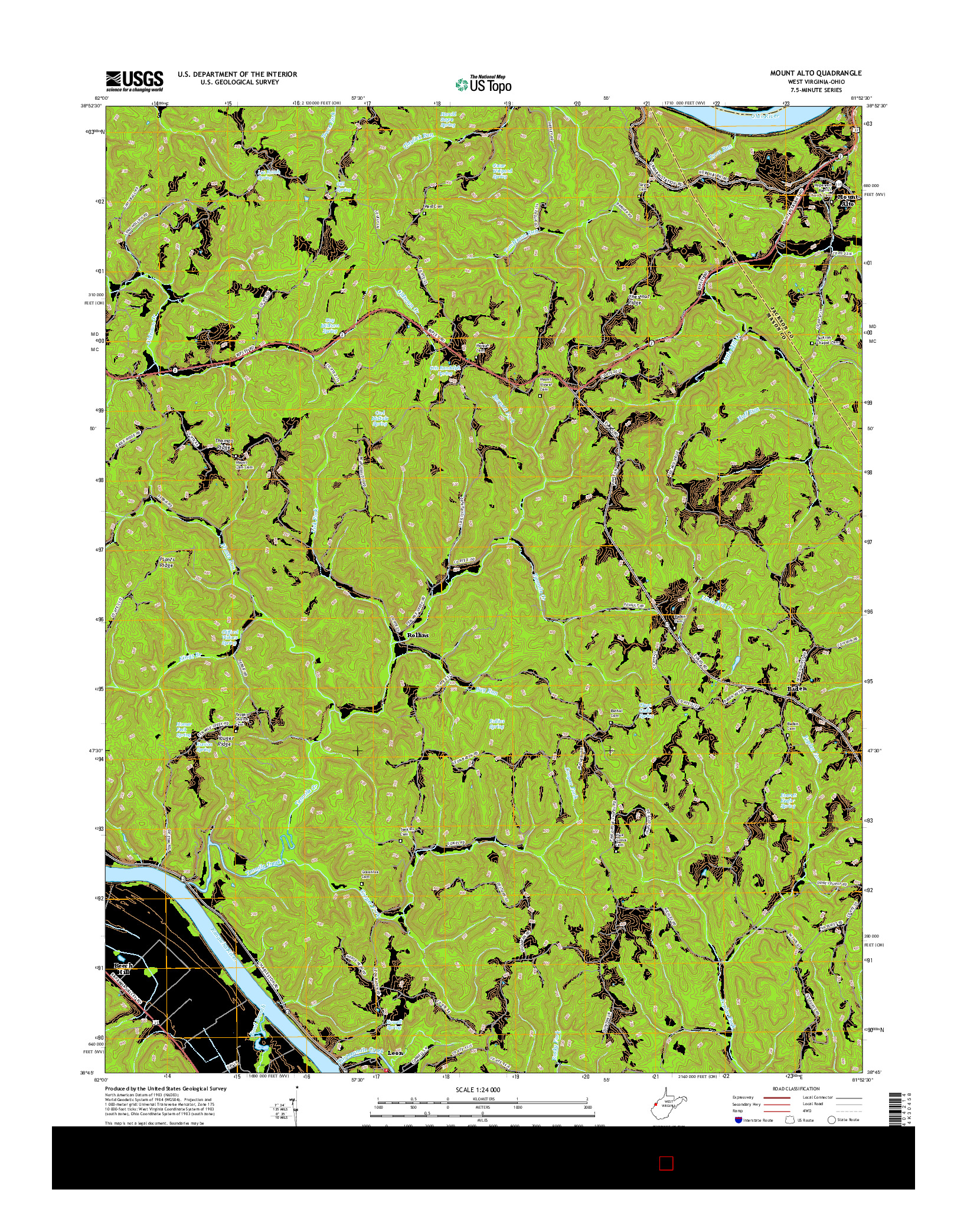 USGS US TOPO 7.5-MINUTE MAP FOR MOUNT ALTO, WV-OH 2016