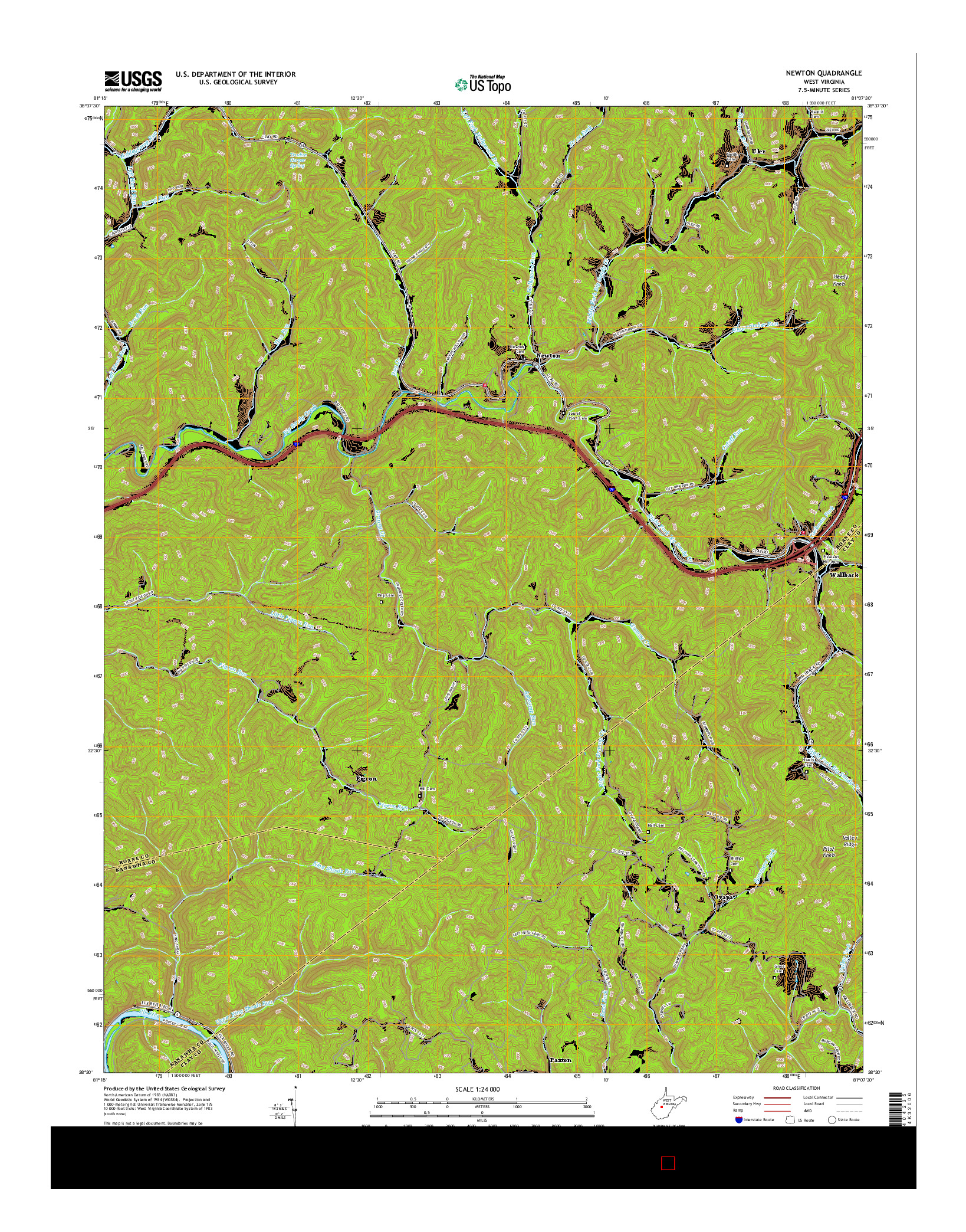 USGS US TOPO 7.5-MINUTE MAP FOR NEWTON, WV 2016