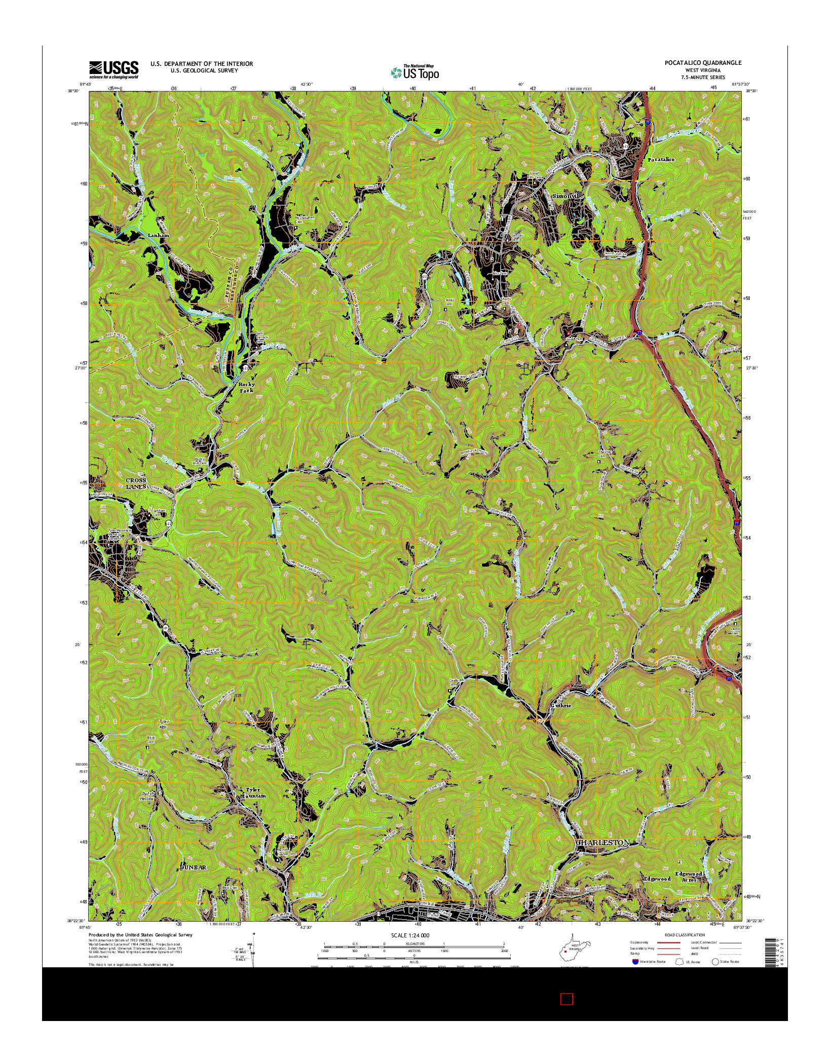 USGS US TOPO 7.5-MINUTE MAP FOR POCATALICO, WV 2016