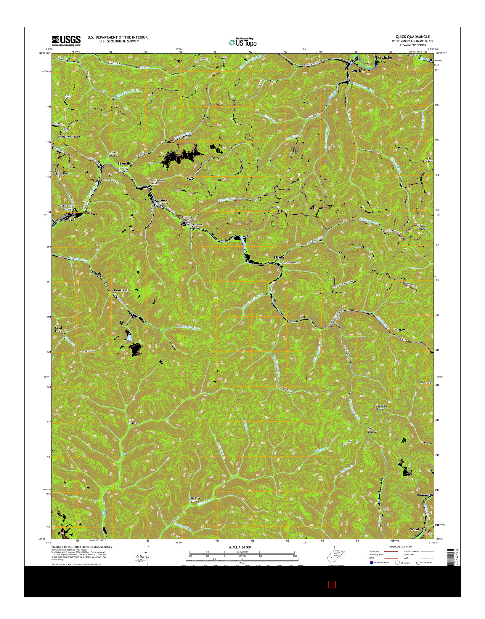 USGS US TOPO 7.5-MINUTE MAP FOR QUICK, WV 2016