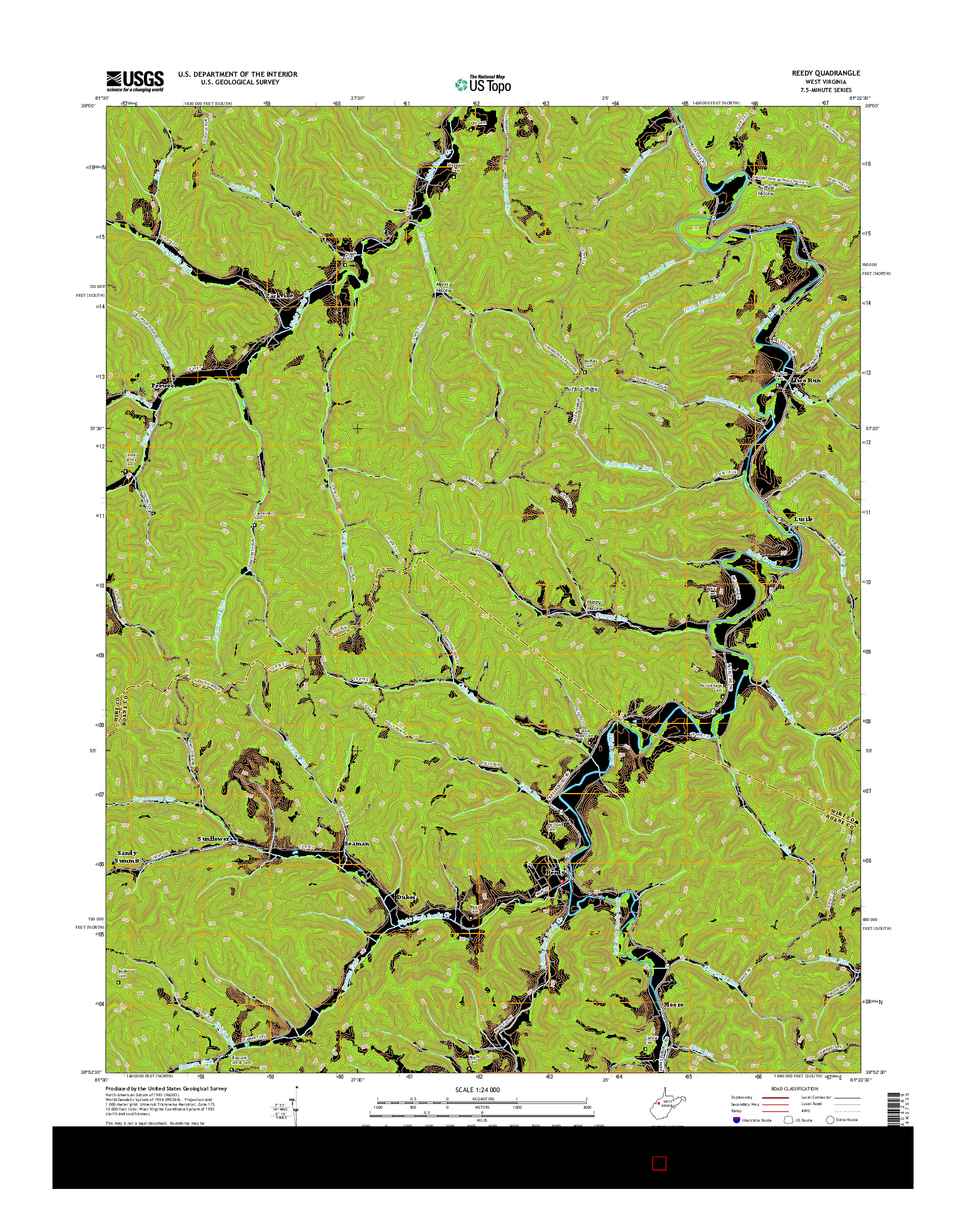 USGS US TOPO 7.5-MINUTE MAP FOR REEDY, WV 2016