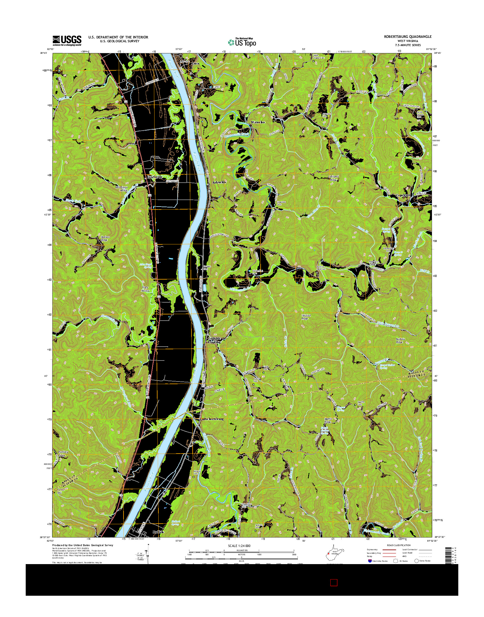 USGS US TOPO 7.5-MINUTE MAP FOR ROBERTSBURG, WV 2016