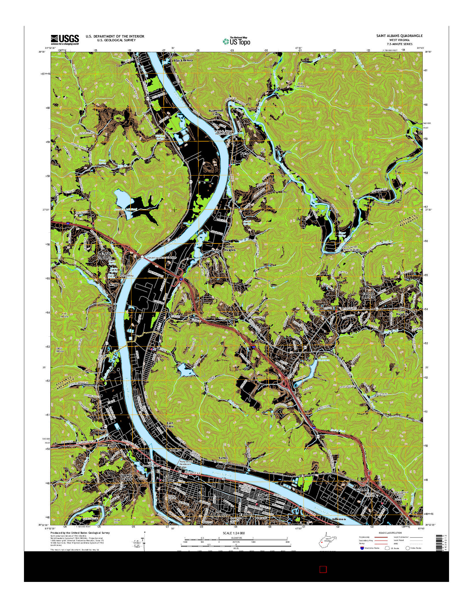 USGS US TOPO 7.5-MINUTE MAP FOR SAINT ALBANS, WV 2016