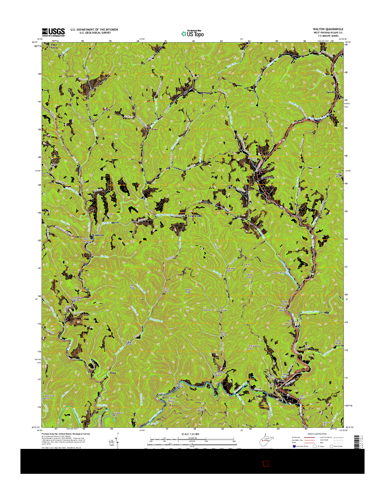 USGS US TOPO 7.5-MINUTE MAP FOR WALTON, WV 2016