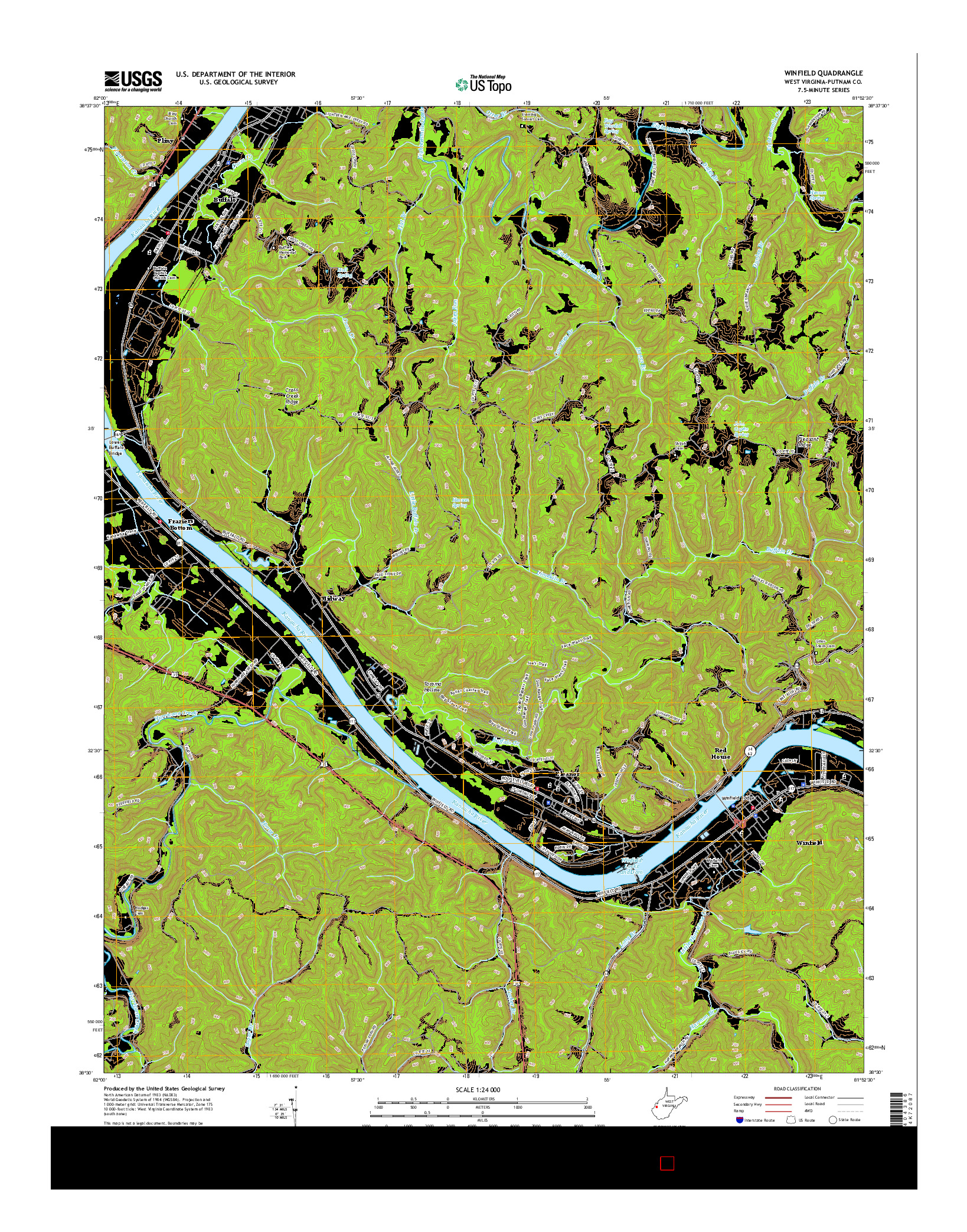 USGS US TOPO 7.5-MINUTE MAP FOR WINFIELD, WV 2016