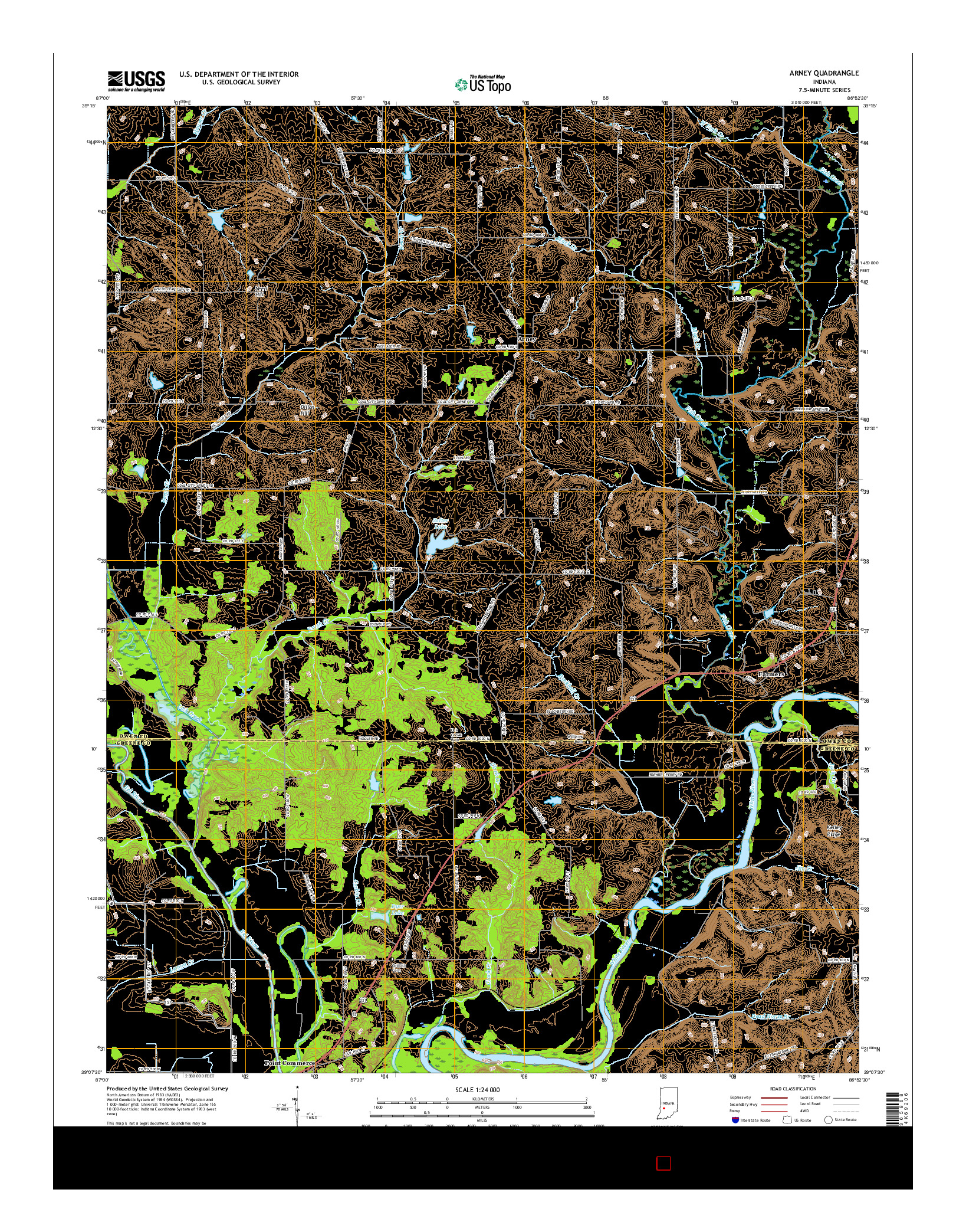USGS US TOPO 7.5-MINUTE MAP FOR ARNEY, IN 2016
