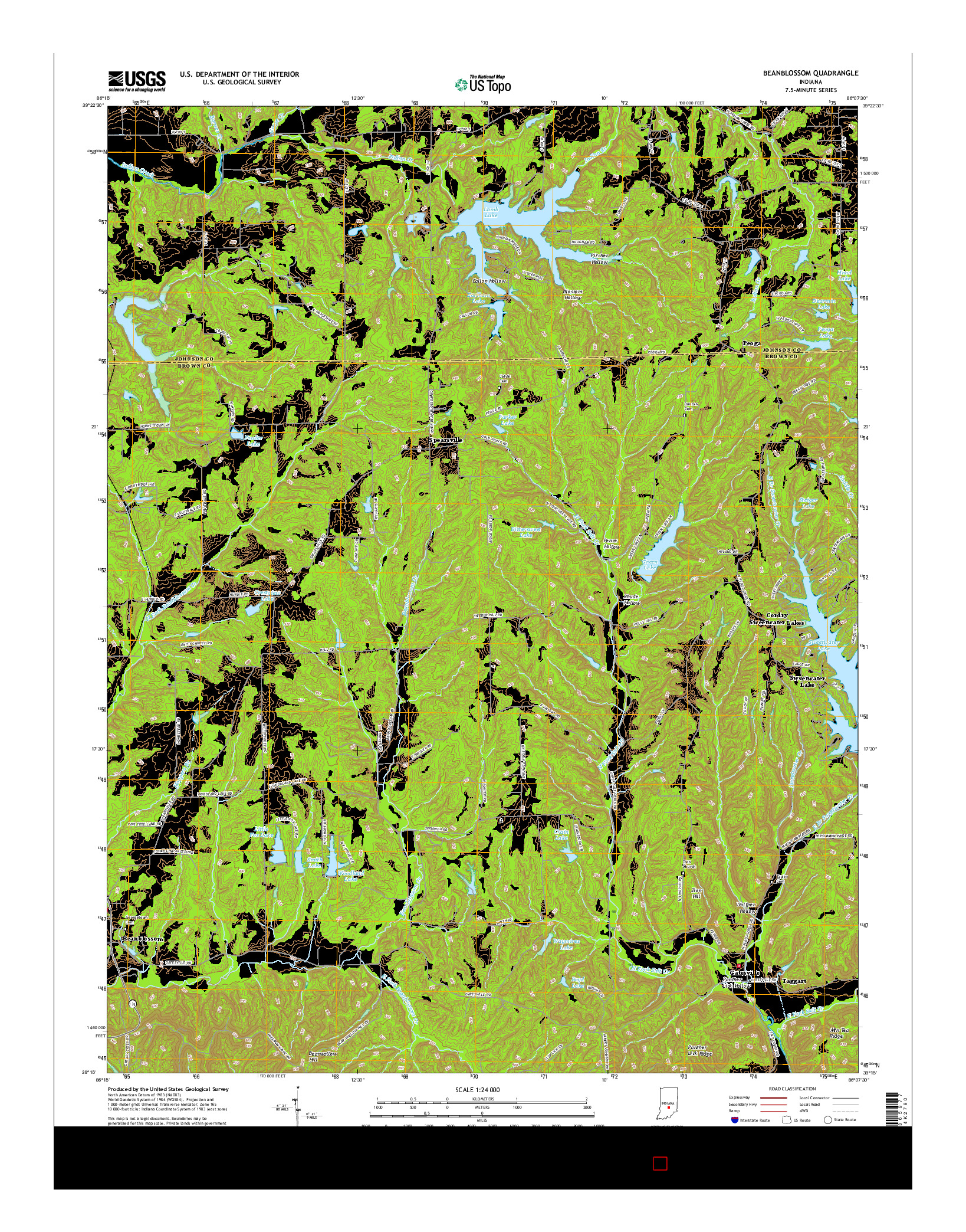 USGS US TOPO 7.5-MINUTE MAP FOR BEANBLOSSOM, IN 2016