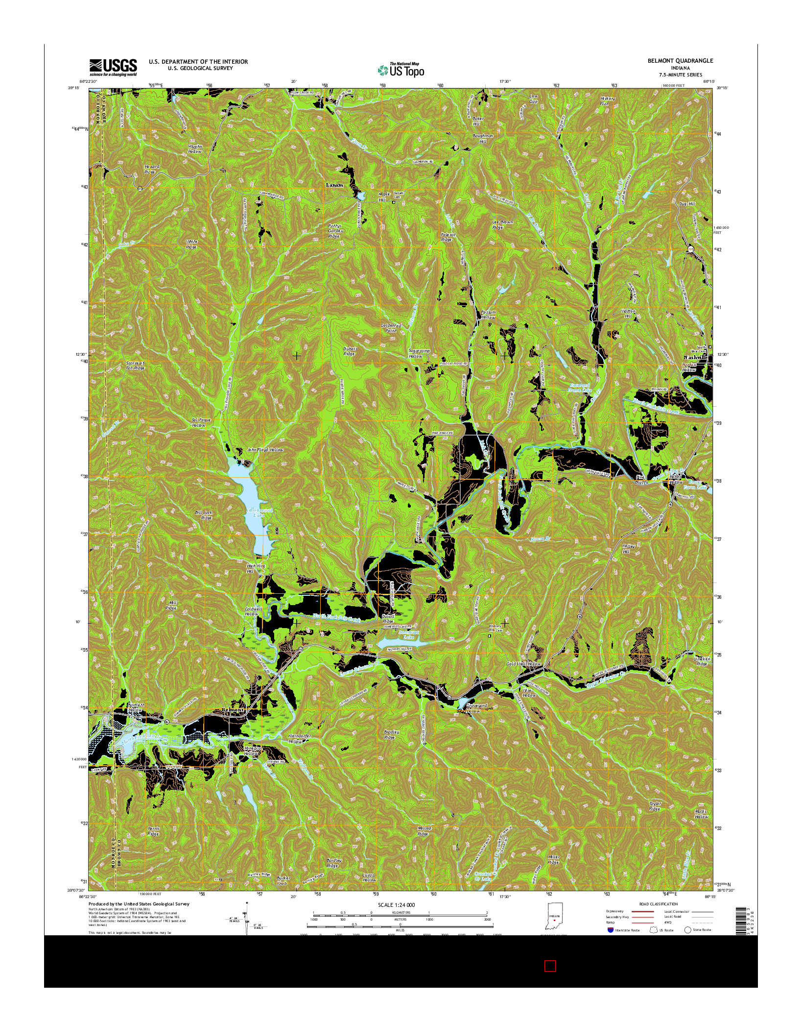 USGS US TOPO 7.5-MINUTE MAP FOR BELMONT, IN 2016