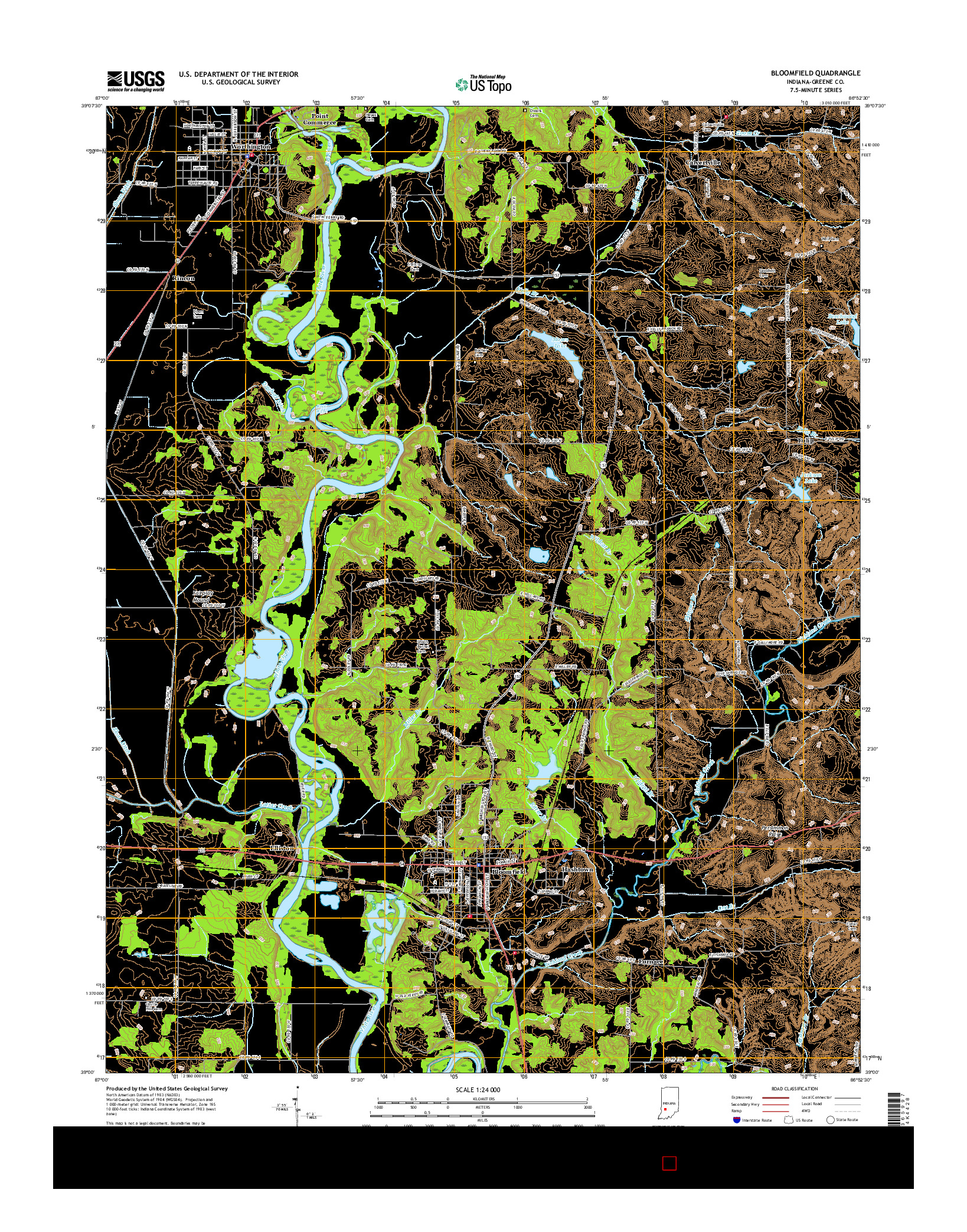 USGS US TOPO 7.5-MINUTE MAP FOR BLOOMFIELD, IN 2016