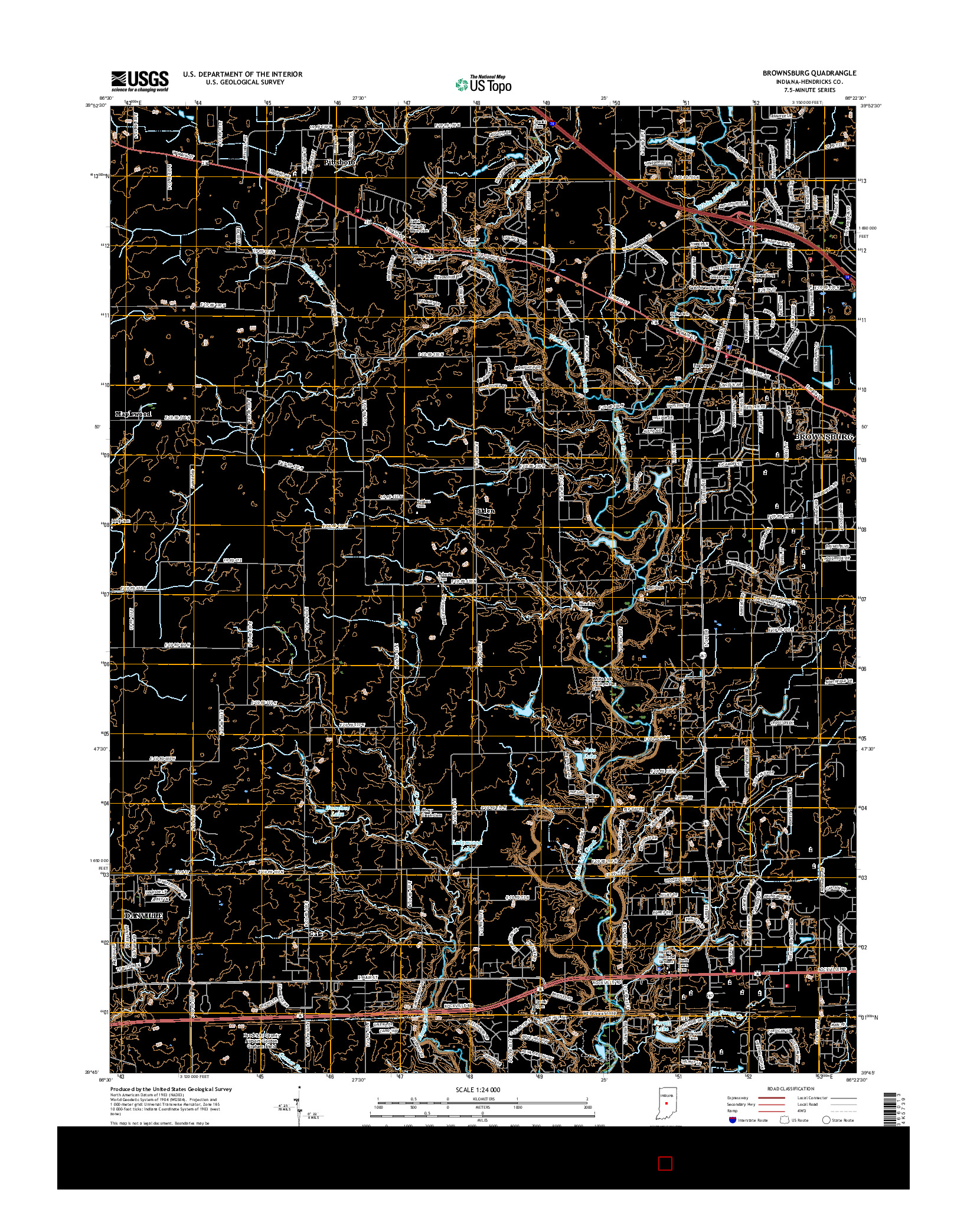 USGS US TOPO 7.5-MINUTE MAP FOR BROWNSBURG, IN 2016