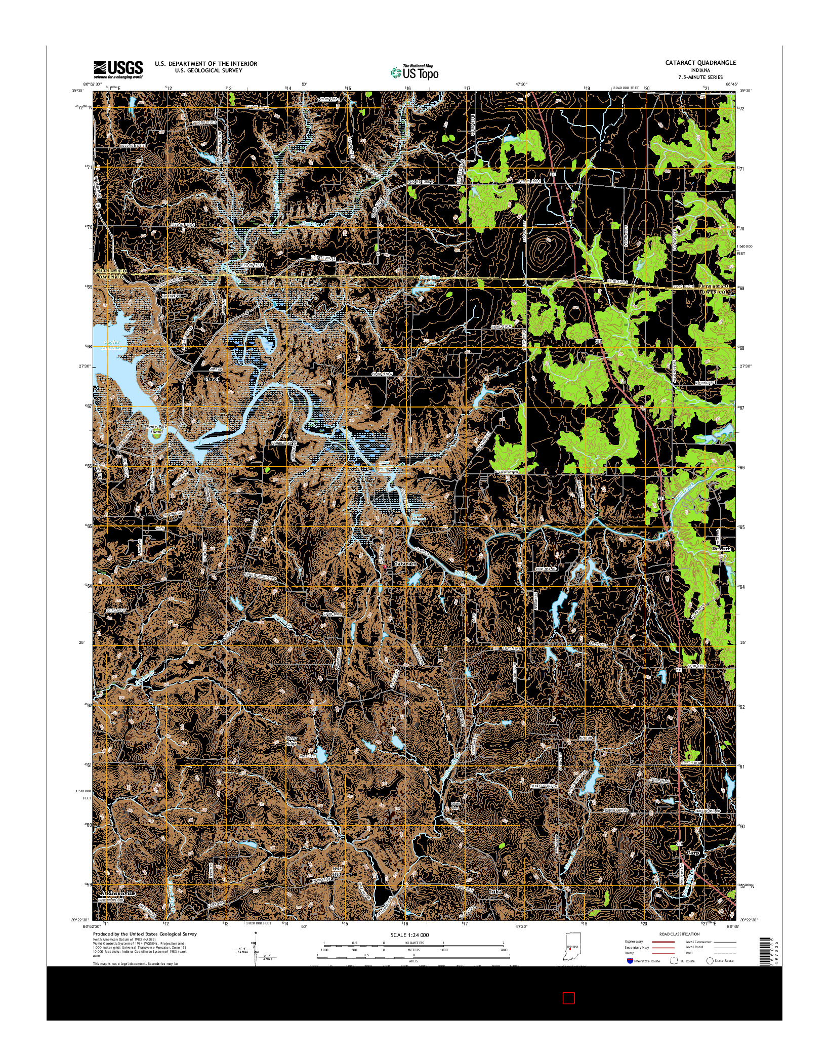 USGS US TOPO 7.5-MINUTE MAP FOR CATARACT, IN 2016