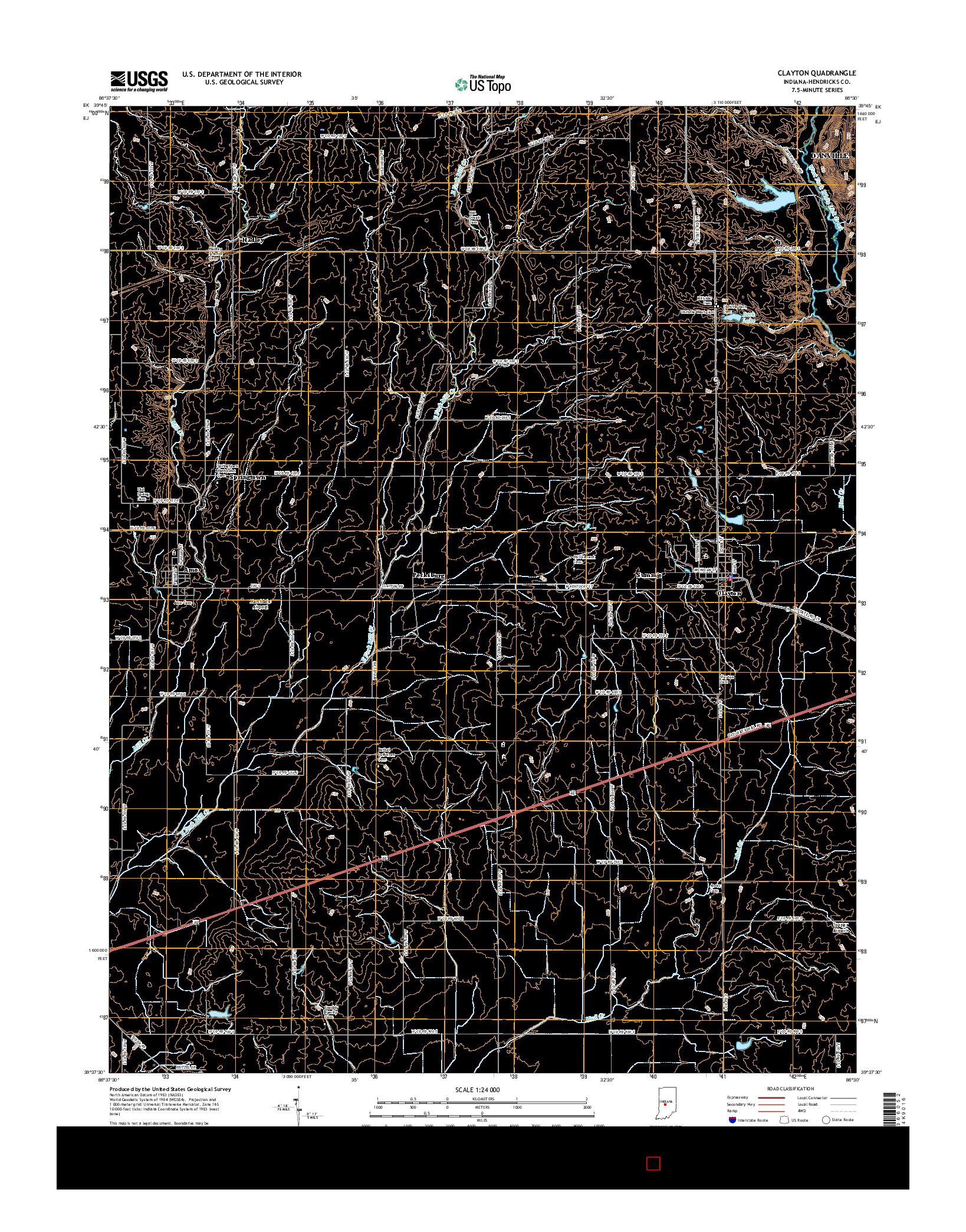 USGS US TOPO 7.5-MINUTE MAP FOR CLAYTON, IN 2016