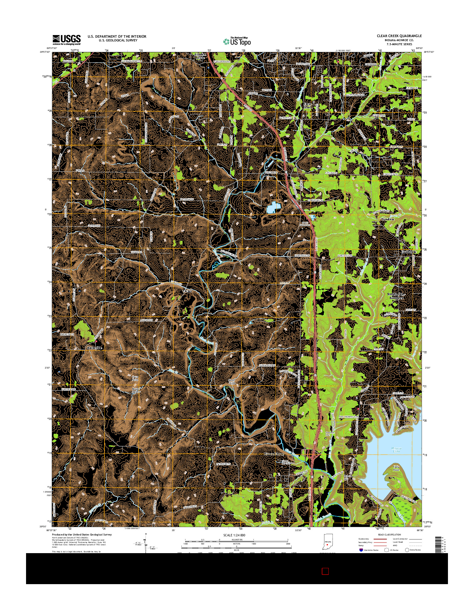 USGS US TOPO 7.5-MINUTE MAP FOR CLEAR CREEK, IN 2016