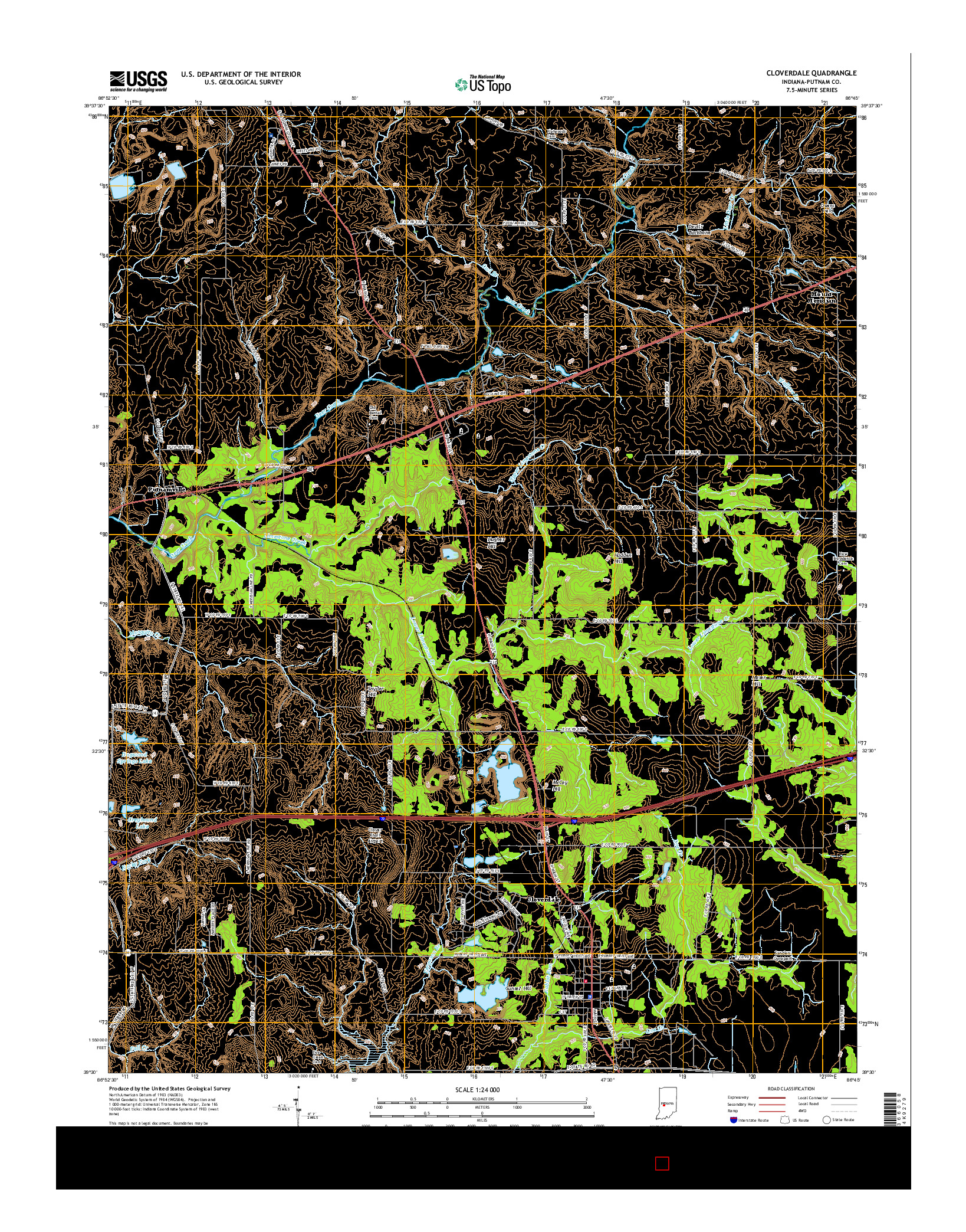 USGS US TOPO 7.5-MINUTE MAP FOR CLOVERDALE, IN 2016