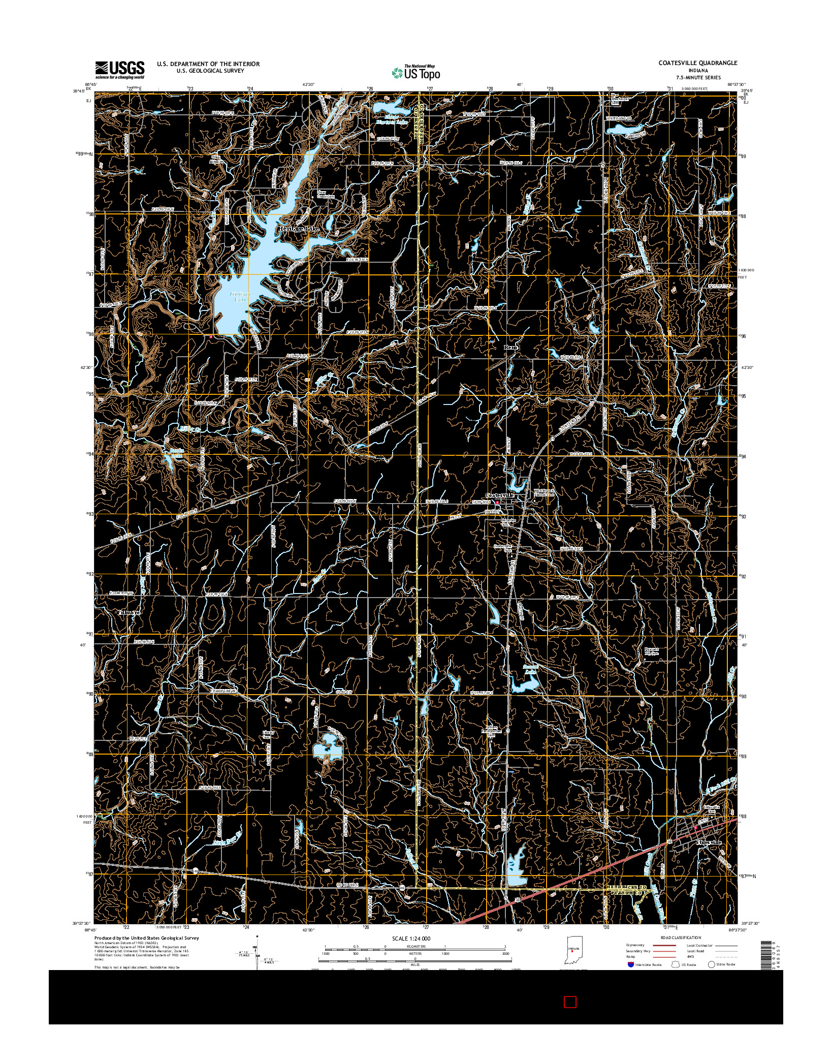 USGS US TOPO 7.5-MINUTE MAP FOR COATESVILLE, IN 2016