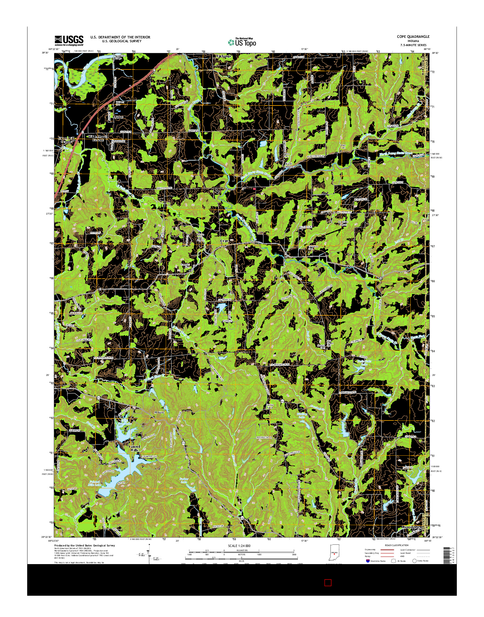 USGS US TOPO 7.5-MINUTE MAP FOR COPE, IN 2016