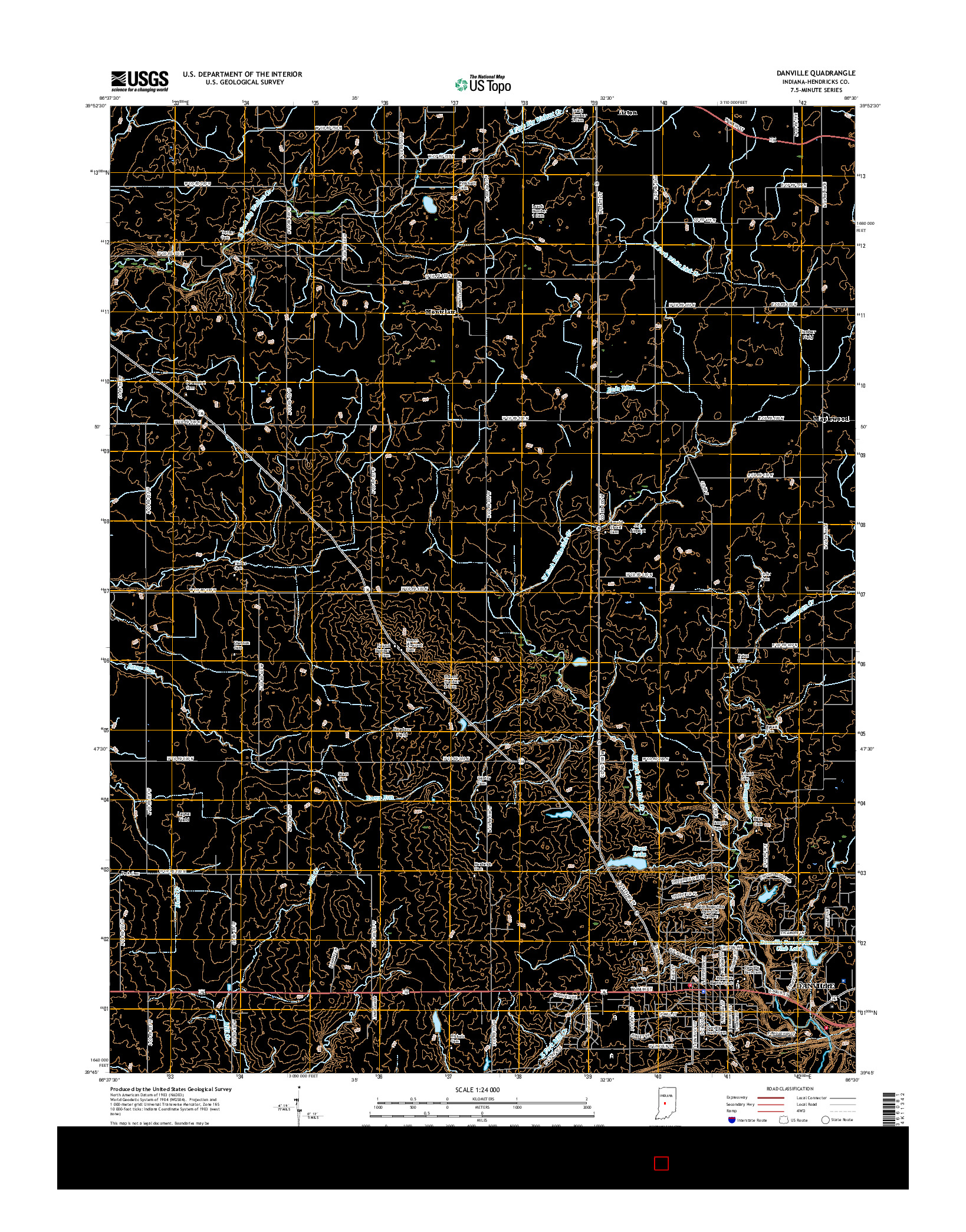 USGS US TOPO 7.5-MINUTE MAP FOR DANVILLE, IN 2016