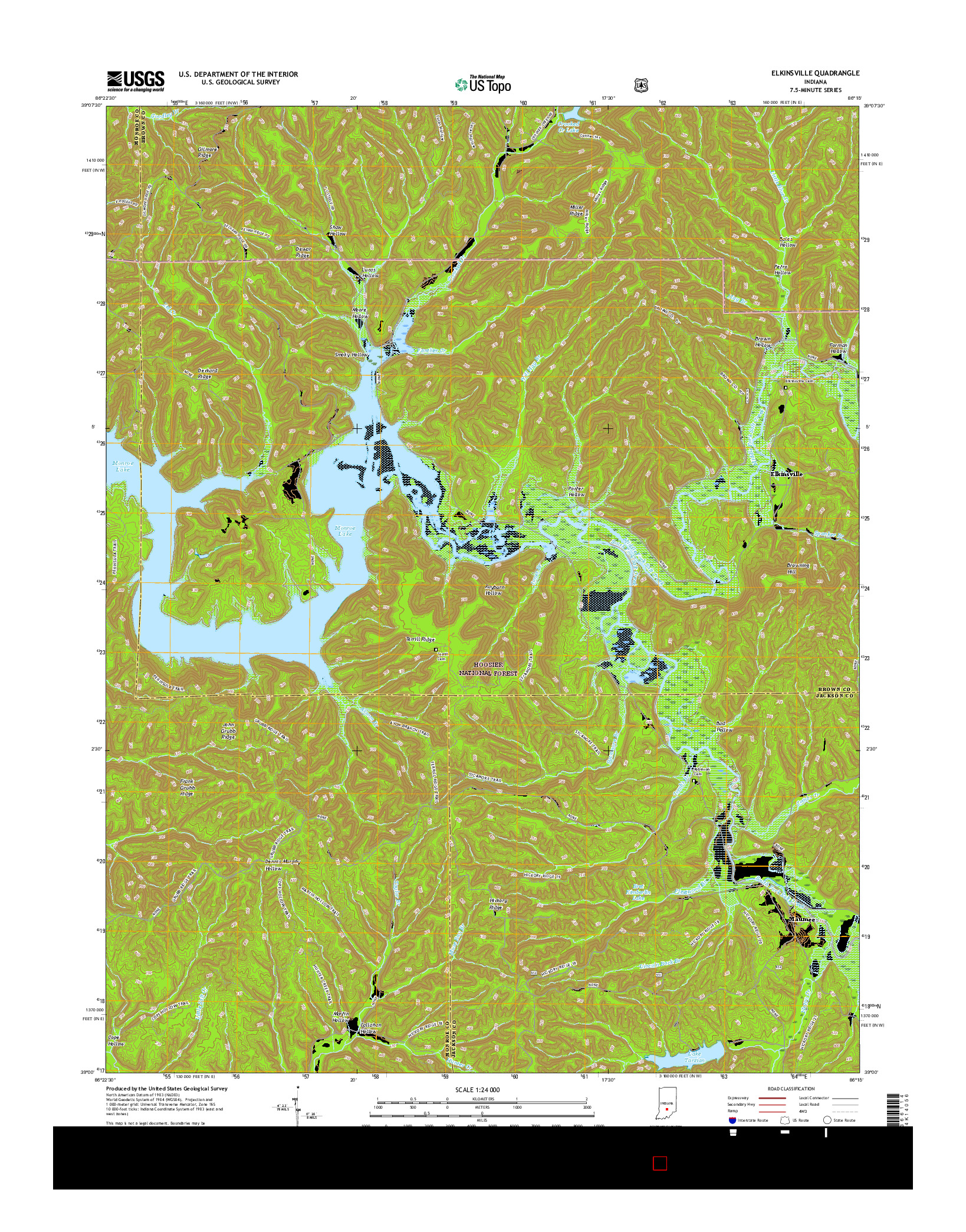USGS US TOPO 7.5-MINUTE MAP FOR ELKINSVILLE, IN 2016