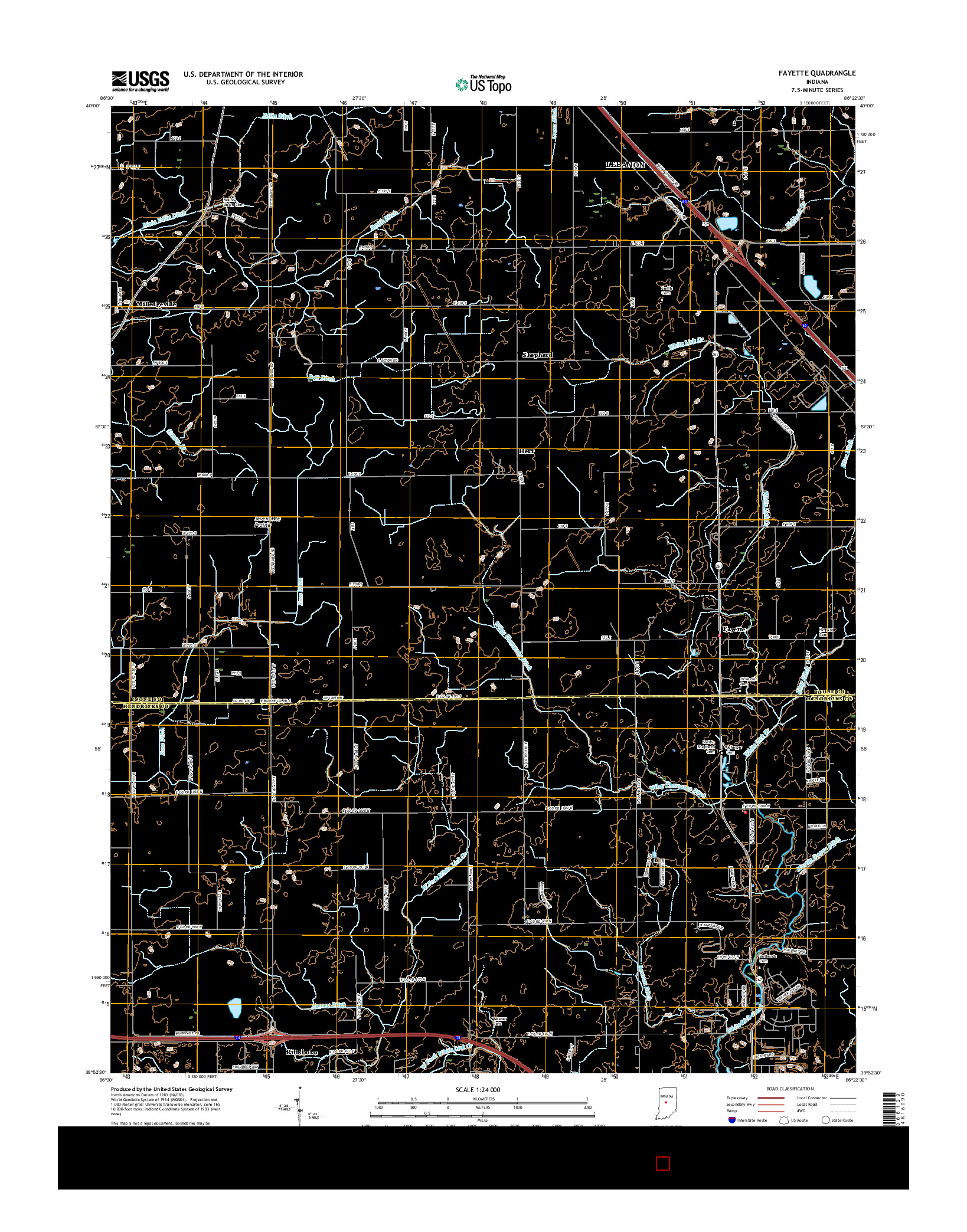 USGS US TOPO 7.5-MINUTE MAP FOR FAYETTE, IN 2016