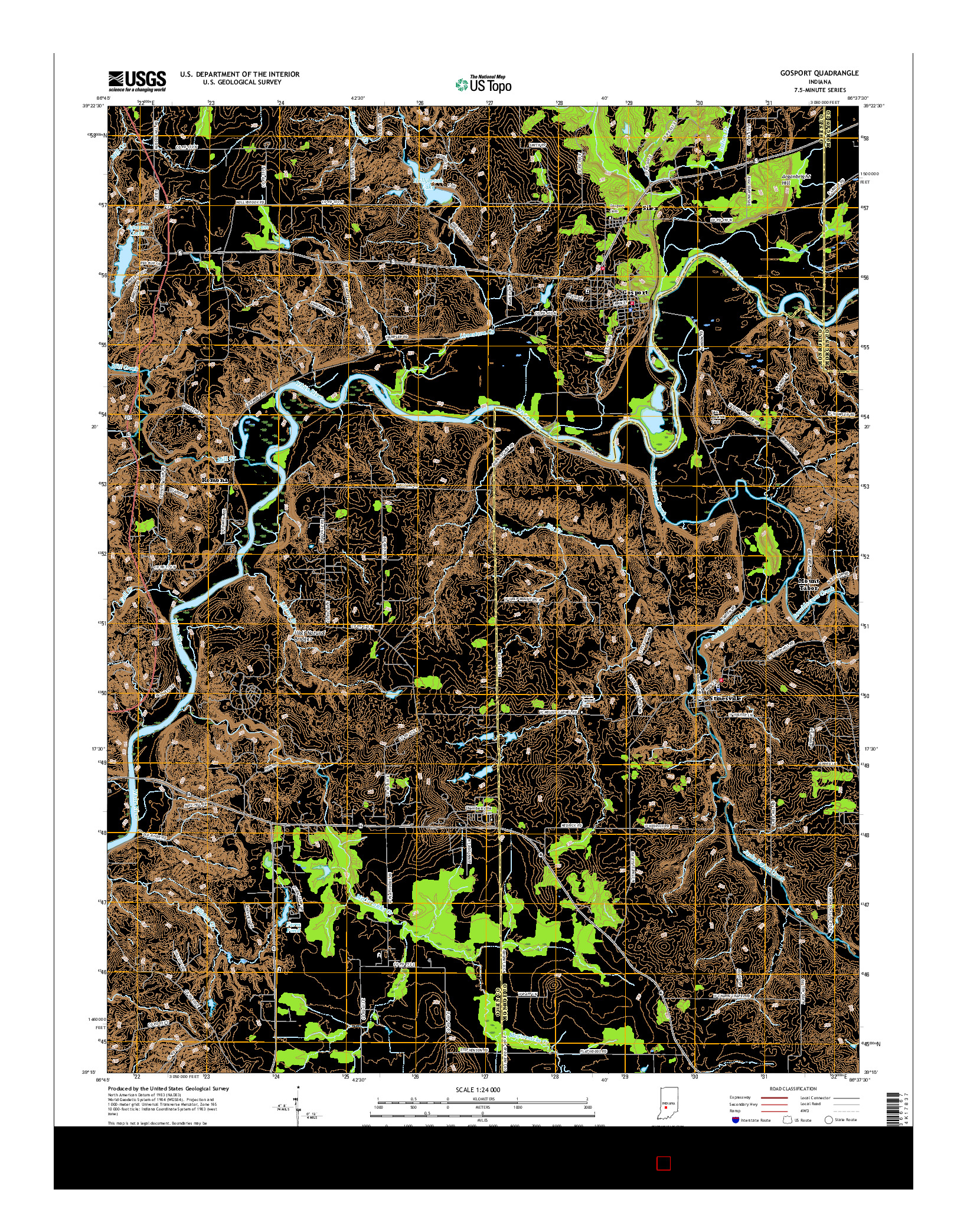 USGS US TOPO 7.5-MINUTE MAP FOR GOSPORT, IN 2016