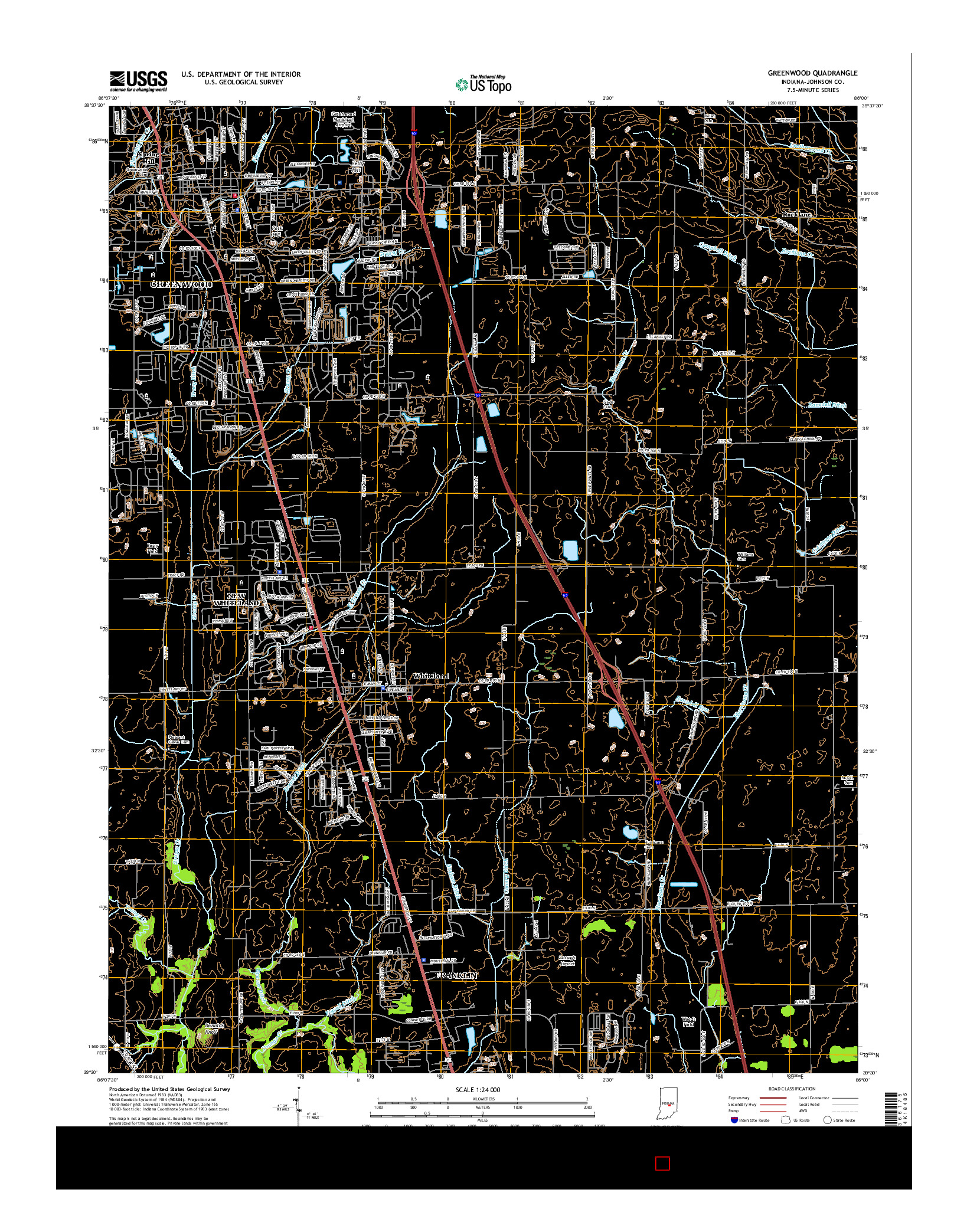 USGS US TOPO 7.5-MINUTE MAP FOR GREENWOOD, IN 2016