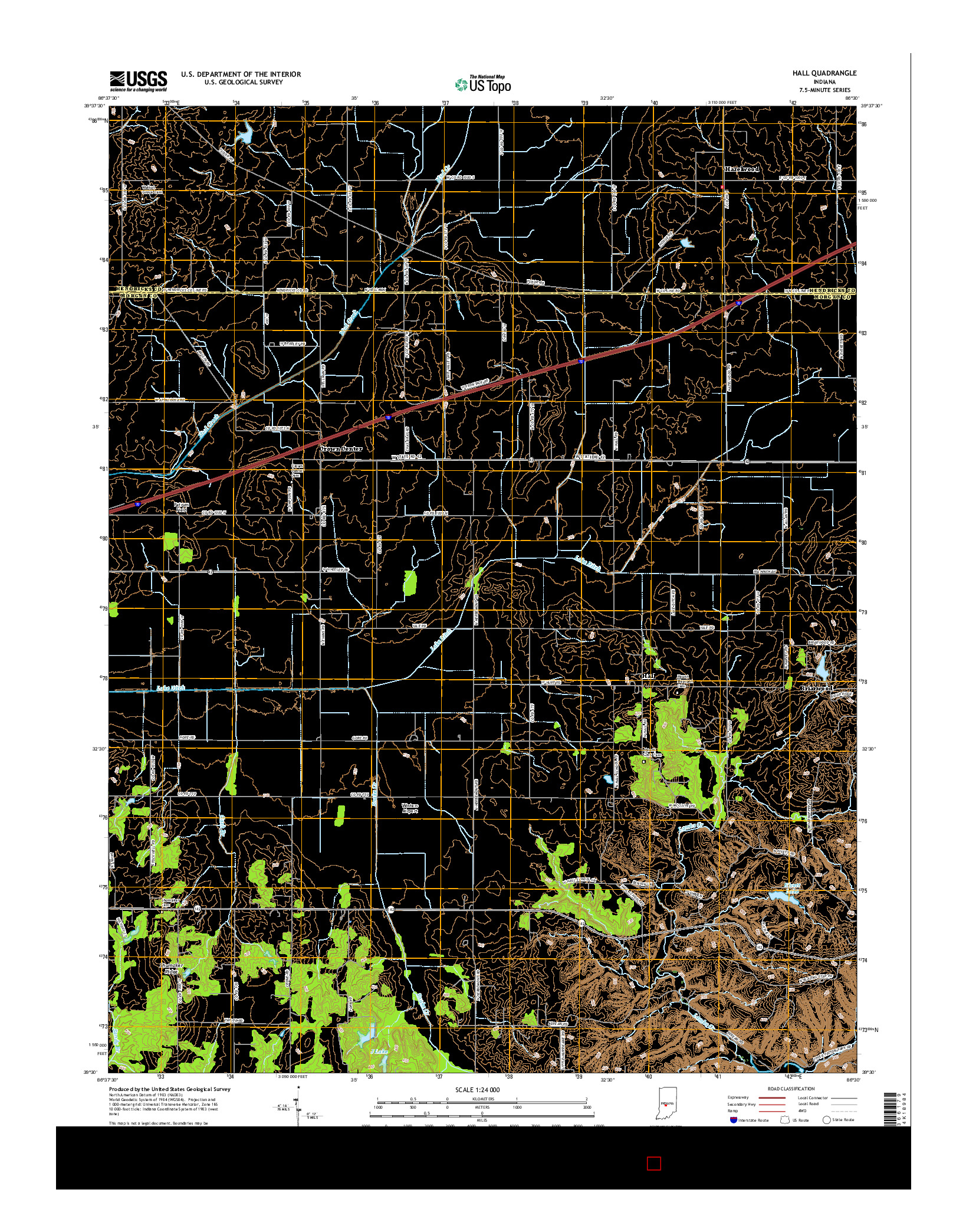 USGS US TOPO 7.5-MINUTE MAP FOR HALL, IN 2016