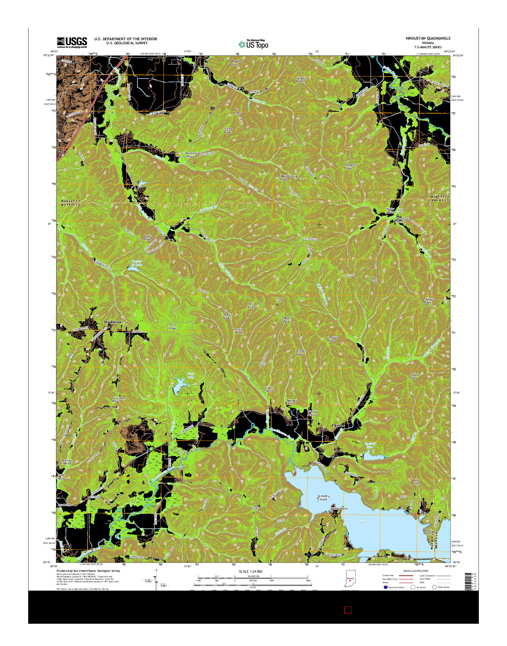 USGS US TOPO 7.5-MINUTE MAP FOR HINDUSTAN, IN 2016