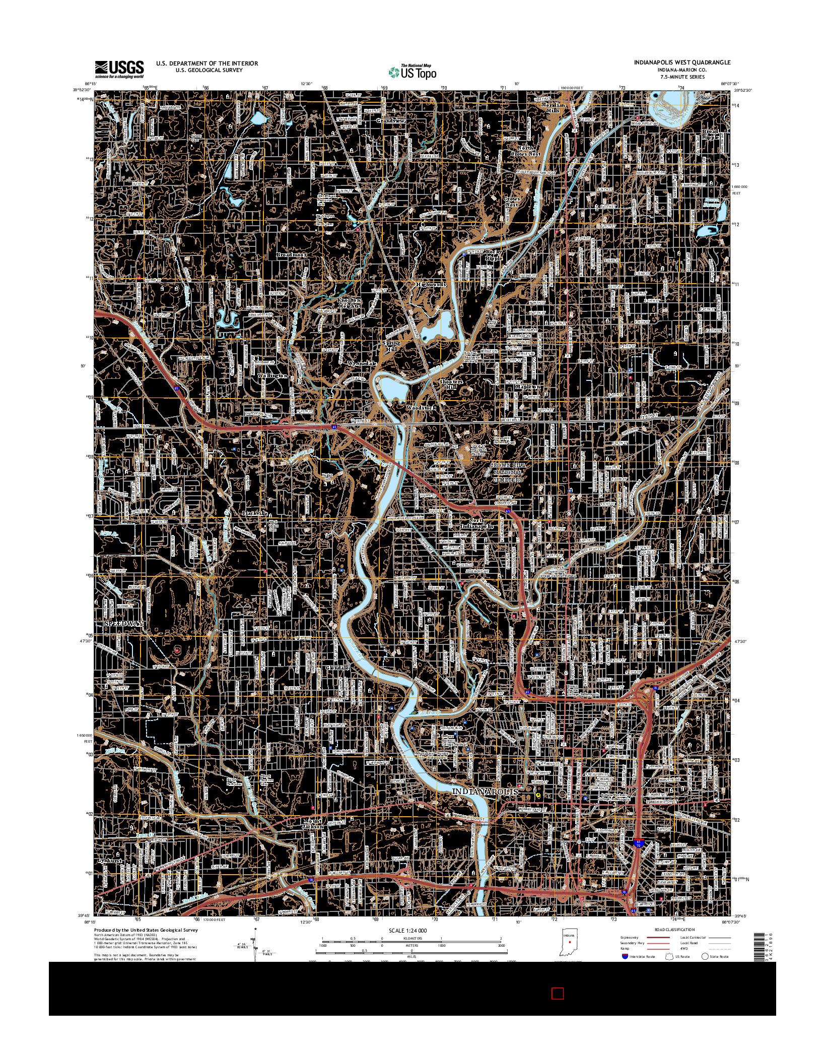 USGS US TOPO 7.5-MINUTE MAP FOR INDIANAPOLIS WEST, IN 2016