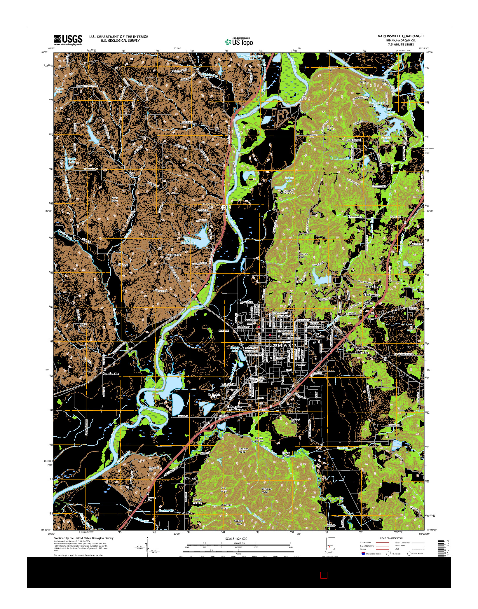 USGS US TOPO 7.5-MINUTE MAP FOR MARTINSVILLE, IN 2016