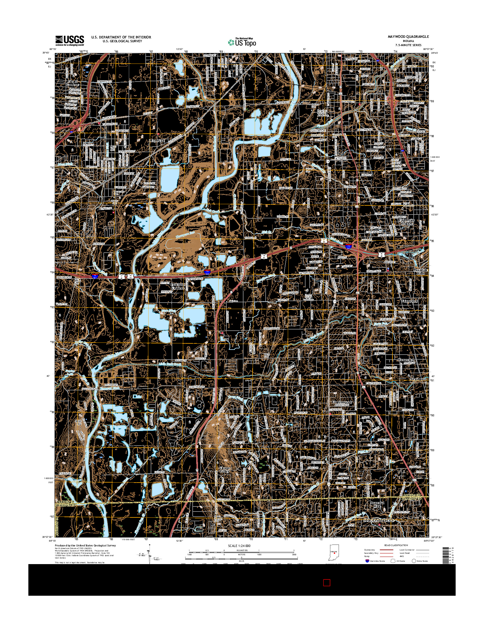 USGS US TOPO 7.5-MINUTE MAP FOR MAYWOOD, IN 2016