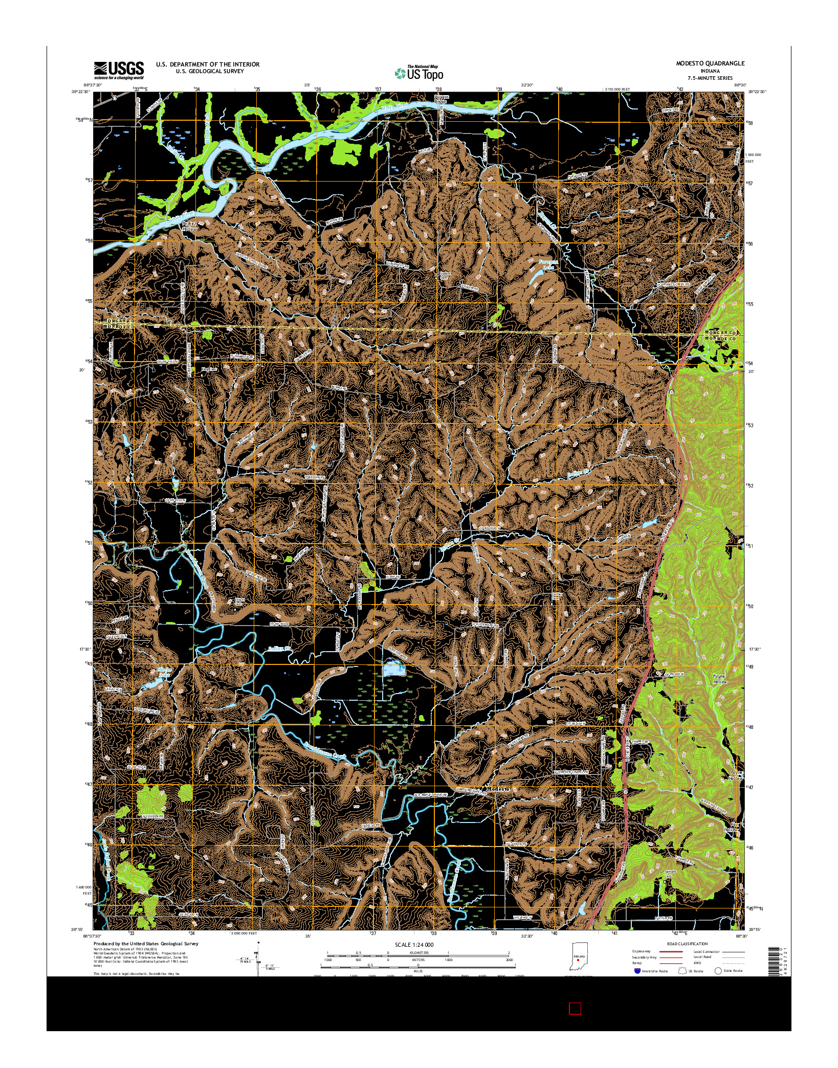 USGS US TOPO 7.5-MINUTE MAP FOR MODESTO, IN 2016