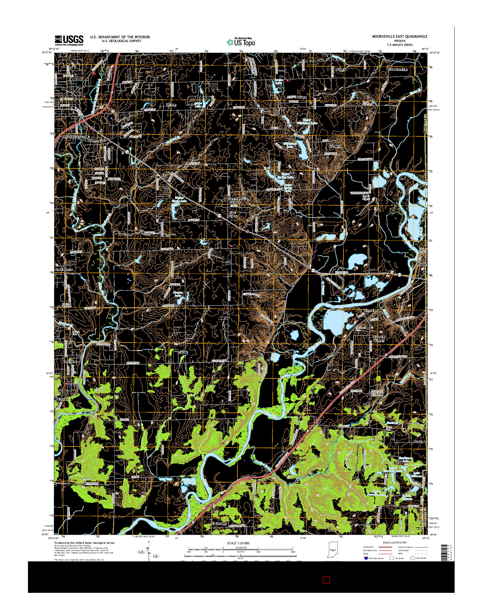 USGS US TOPO 7.5-MINUTE MAP FOR MOORESVILLE EAST, IN 2016