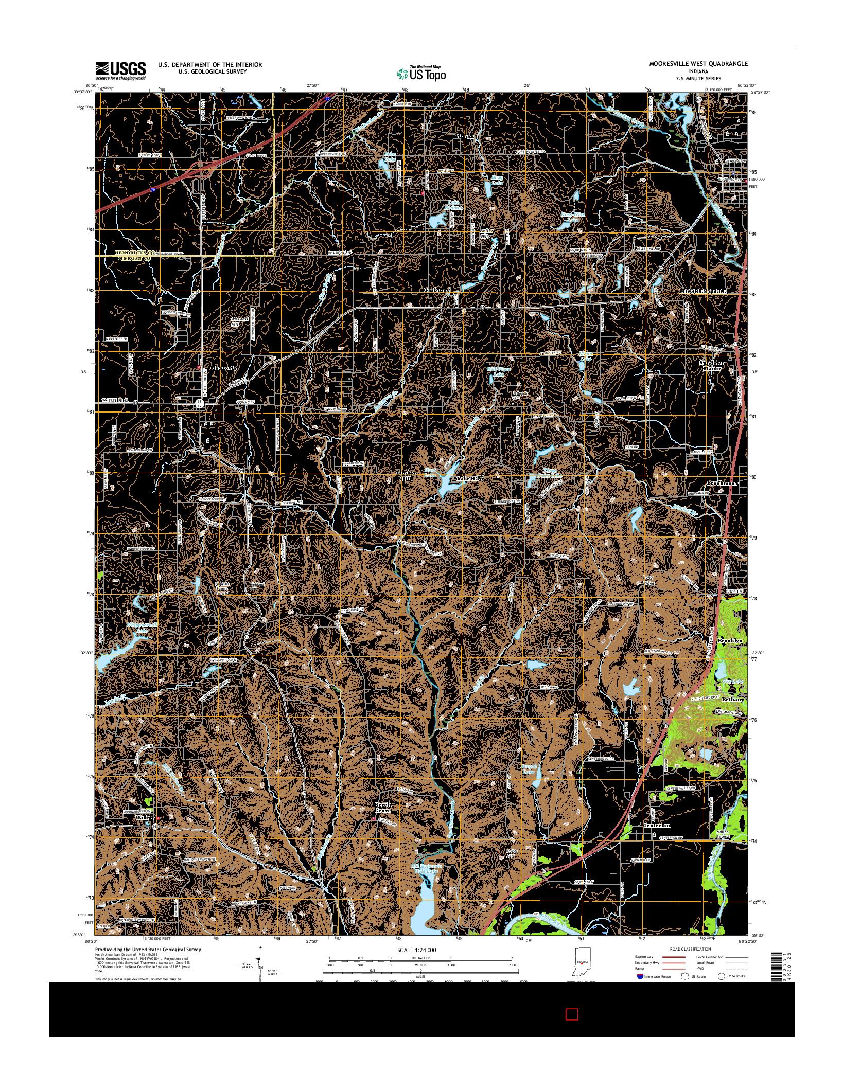 USGS US TOPO 7.5-MINUTE MAP FOR MOORESVILLE WEST, IN 2016