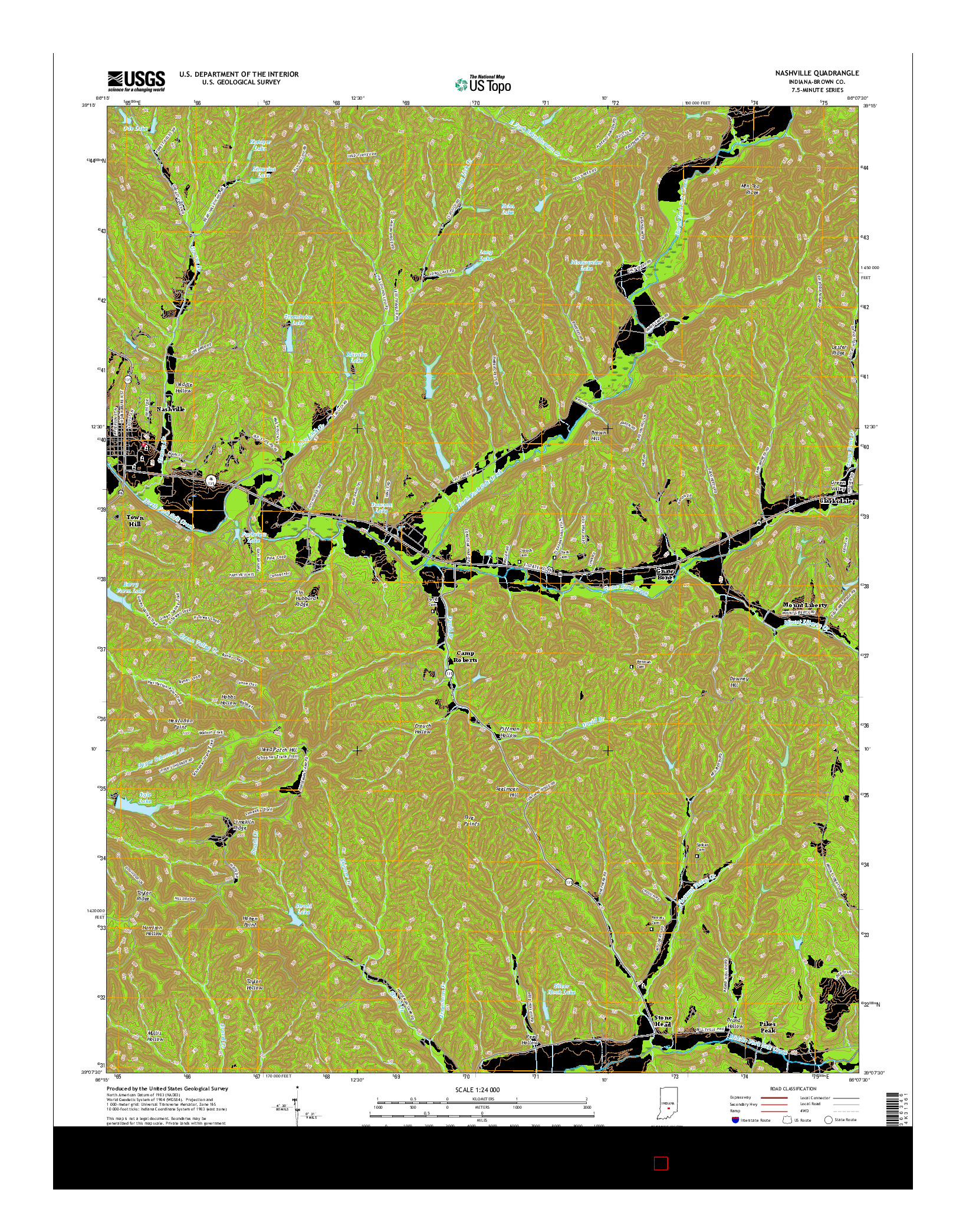 USGS US TOPO 7.5-MINUTE MAP FOR NASHVILLE, IN 2016