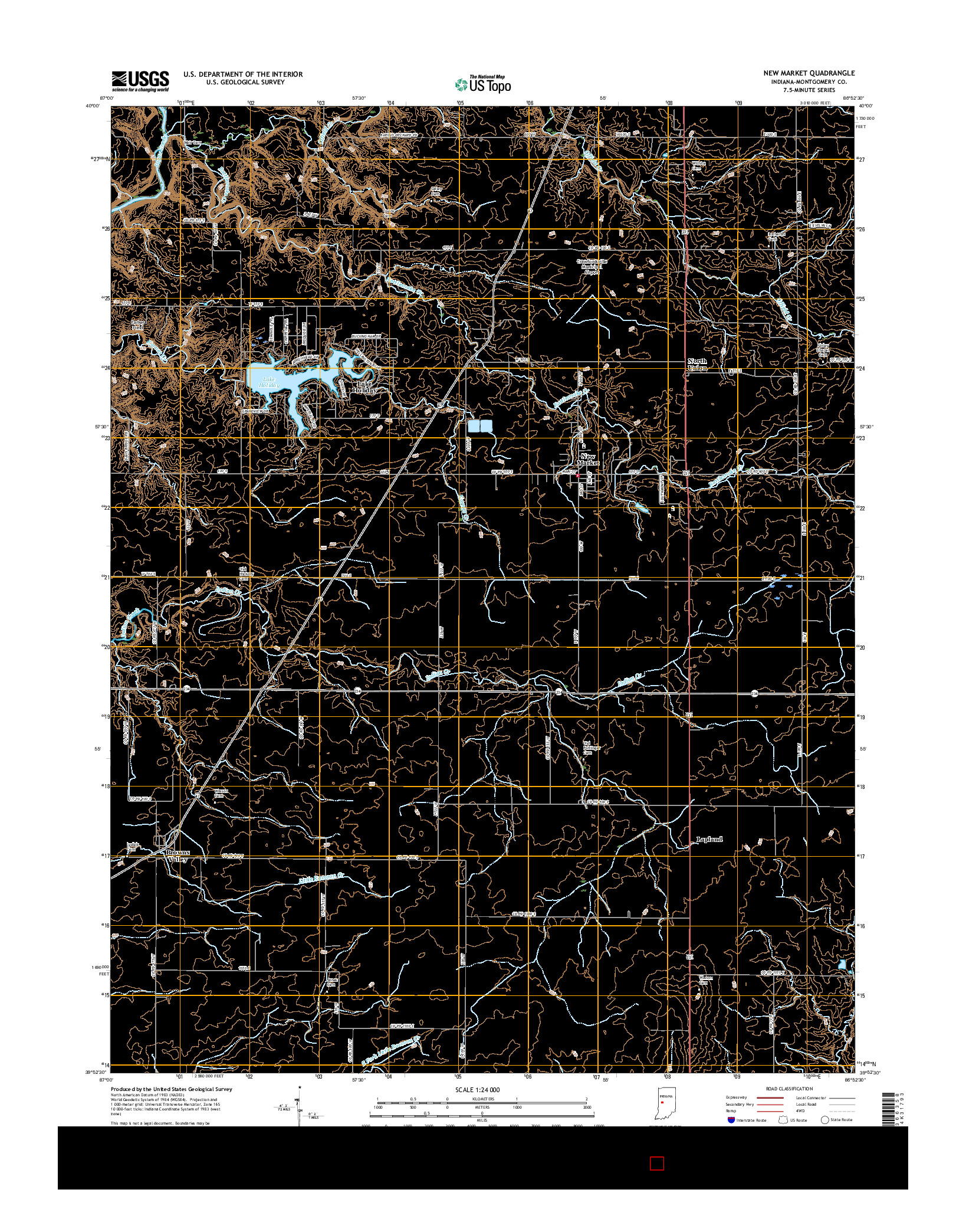 USGS US TOPO 7.5-MINUTE MAP FOR NEW MARKET, IN 2016