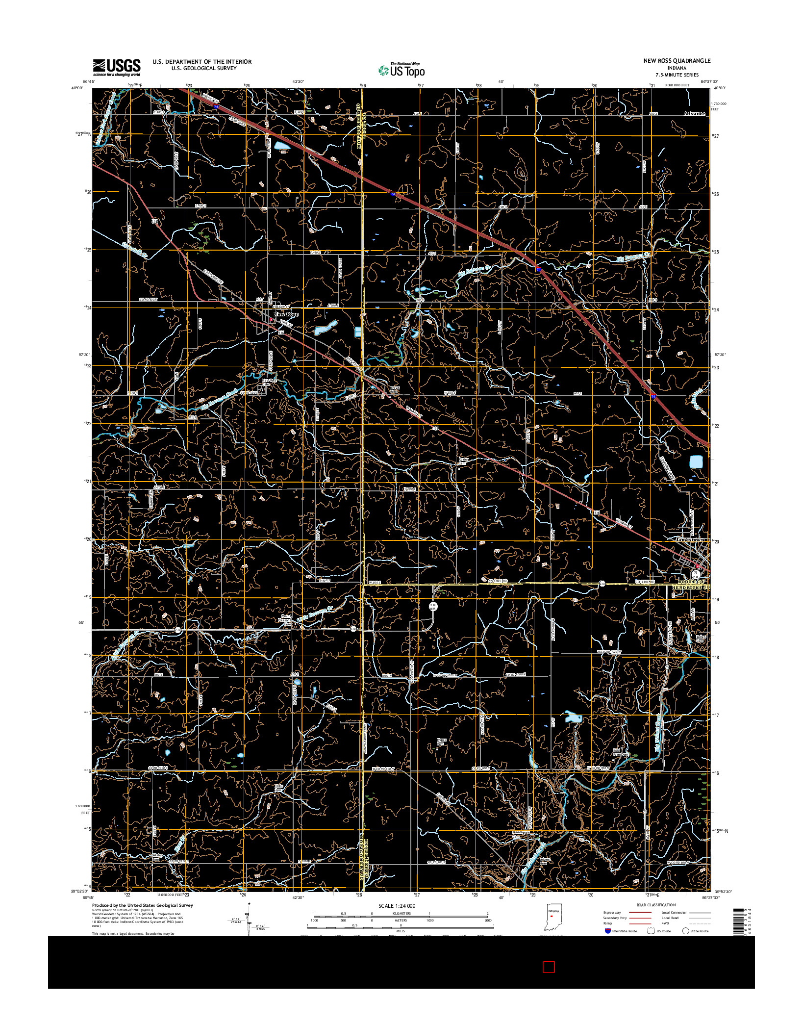 USGS US TOPO 7.5-MINUTE MAP FOR NEW ROSS, IN 2016